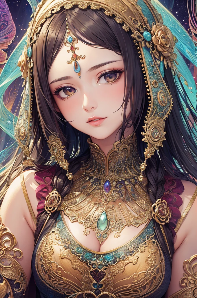 (masterpiece, top quality, best quality, official art, beautiful and aesthetic:1.2), (1girl:1.3), extreme detailed,(fractal art:1.3),colorful,highest detailed