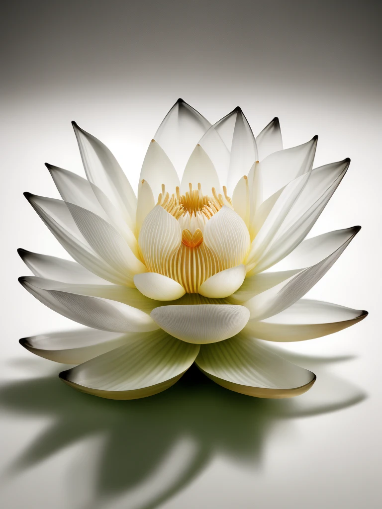 transparent lotus, glasslotus, sss material, lotus, glass texture, transparent plastic, inorganic flower, futuristic flower, surrealism, fantasy art, white gradient background, clean and transparent, plastic texture, bright, realistic super detailed rendering style, 3D art, OC rendering, close-up shots, epic light and shadow, super detailed, super detailed, ultra high definition, blender --ar 9:16 --q 2 --v 5
