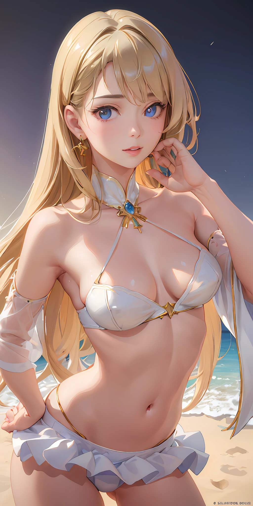 (photorealistic:1.4), (masterpiece, sidelighting, finely detailed beautiful eyes: 1.2), masterpiece*portrait, realistic, 3d face, glowing eyes, shiny hair, lustrous skin, solo, embarassed, (midriff),