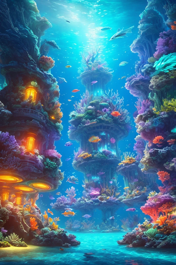 (extremely detailed CG unity underwater wallpaper, masterpiece, best quality, ultra-detailed), (best illumination, best color grading, an extremely immersive and peaceful aquatic world), exploring the beauty of aquatic life,scuba diving in a dynamic and floating perspective, (enjoying the tranquility and flourishing of marine life):(1.3), vivid and colorful coral reefs, schools of fish, blue water clarity, and infinite depth of the ocean.