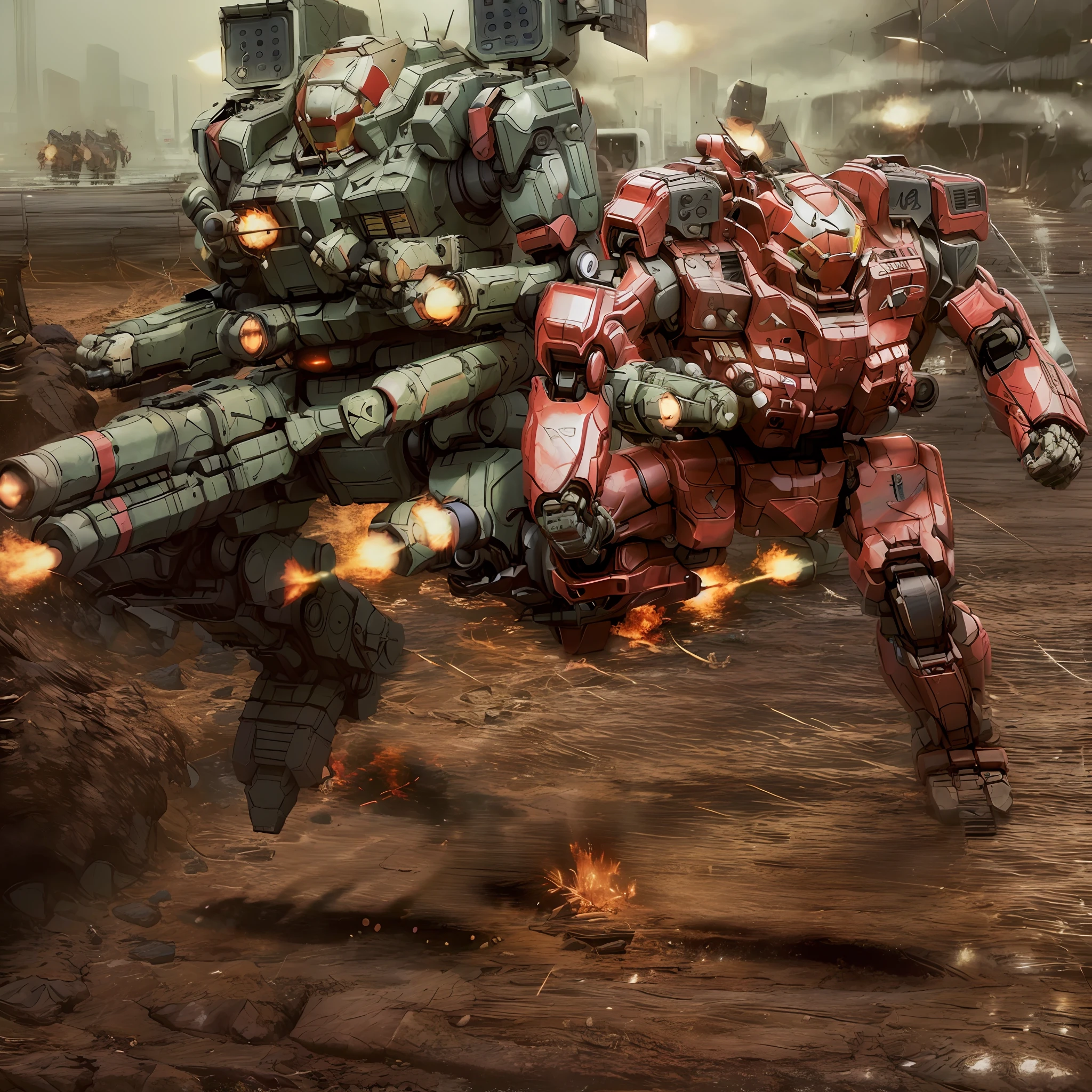 Gundam, Pacific Rim, best quality, masterpiece, very detailed, super detailed, RAW, analog style, (Bmecha no humans: 1.3), sharp focus, 8k uhd, dslr, high quality,, giant robots standing on the battlefield, battlemech , mech, ((8k, RAW photo, highest quality, realistic: 2, masterpiece, super high resolution, CG 8K wallpaper)), physically based rendering, explosions everywhere, missiles, weapons on the body