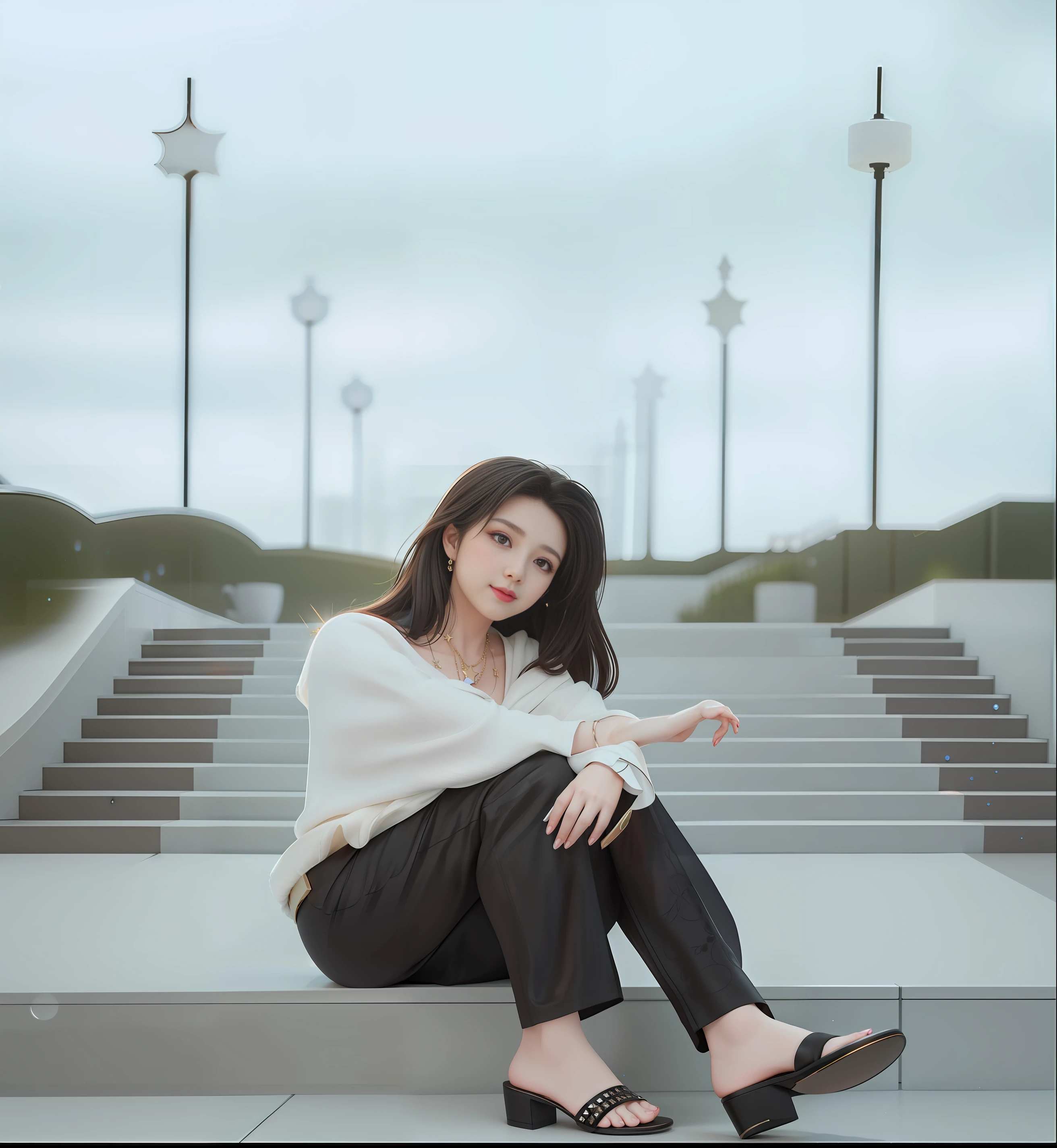 best quality, masterpiece, highres, 1girl,blush,(seductive smile:0.8),star-shaped pupils,necklace, jewelry,Beautiful face,upon_body, tyndall effect,photorealistic, dark studio, rim lighting, two tone lighting,(high detailed skin:1.2), 8k uhd, dslr, soft lighting, high quality, volumetric lighting, candid, Photograph, high resolution, 4k, 8k, Bokeh