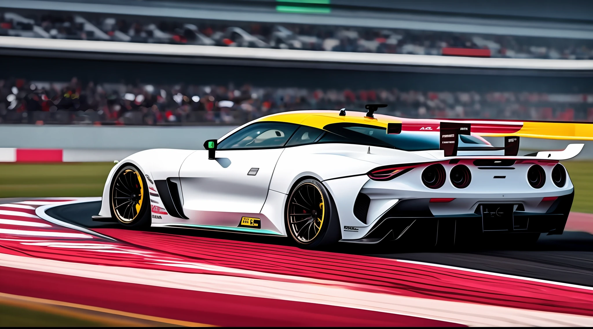 Realistic sports car on the track, read colour