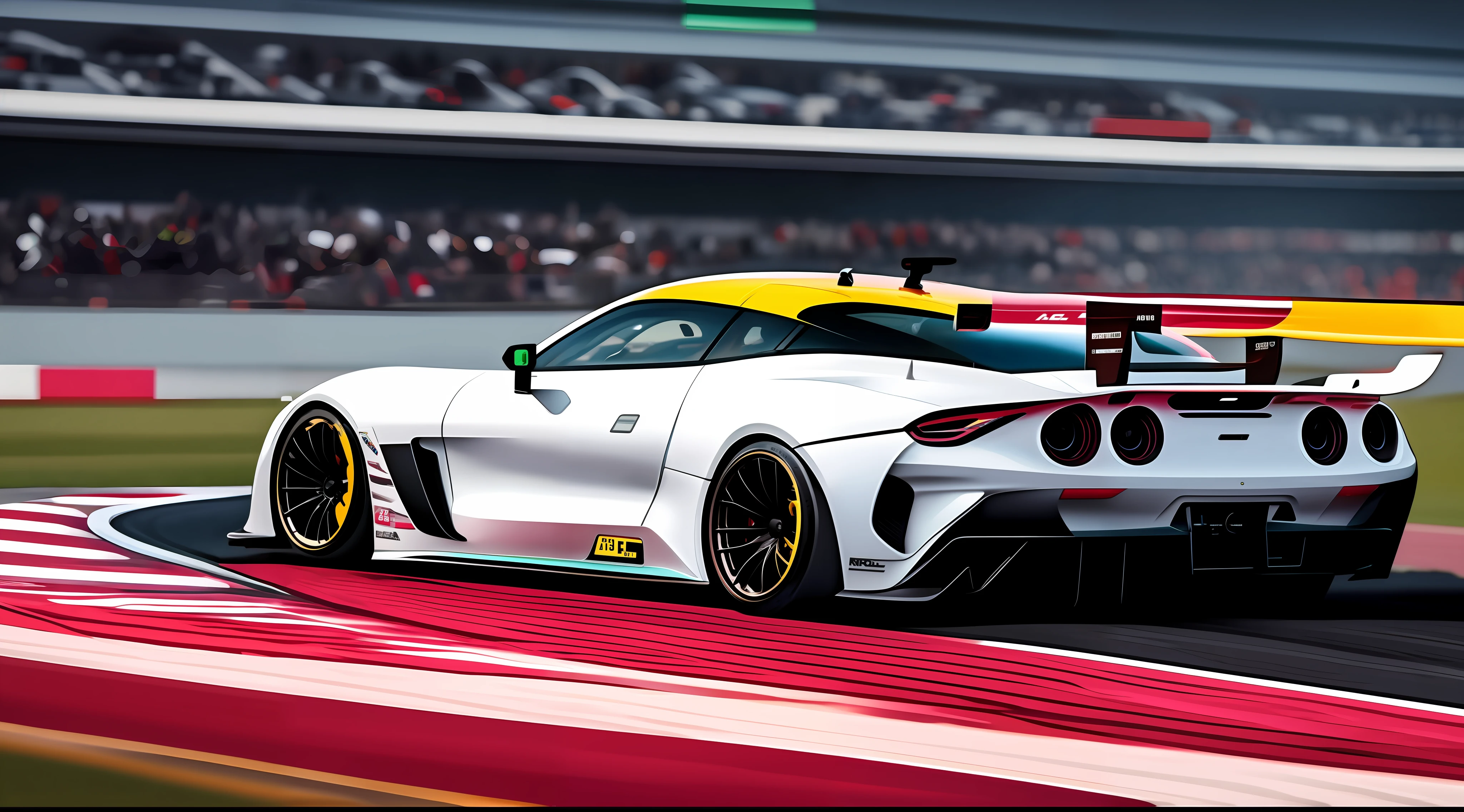 Realistic sports car on the track, read colour