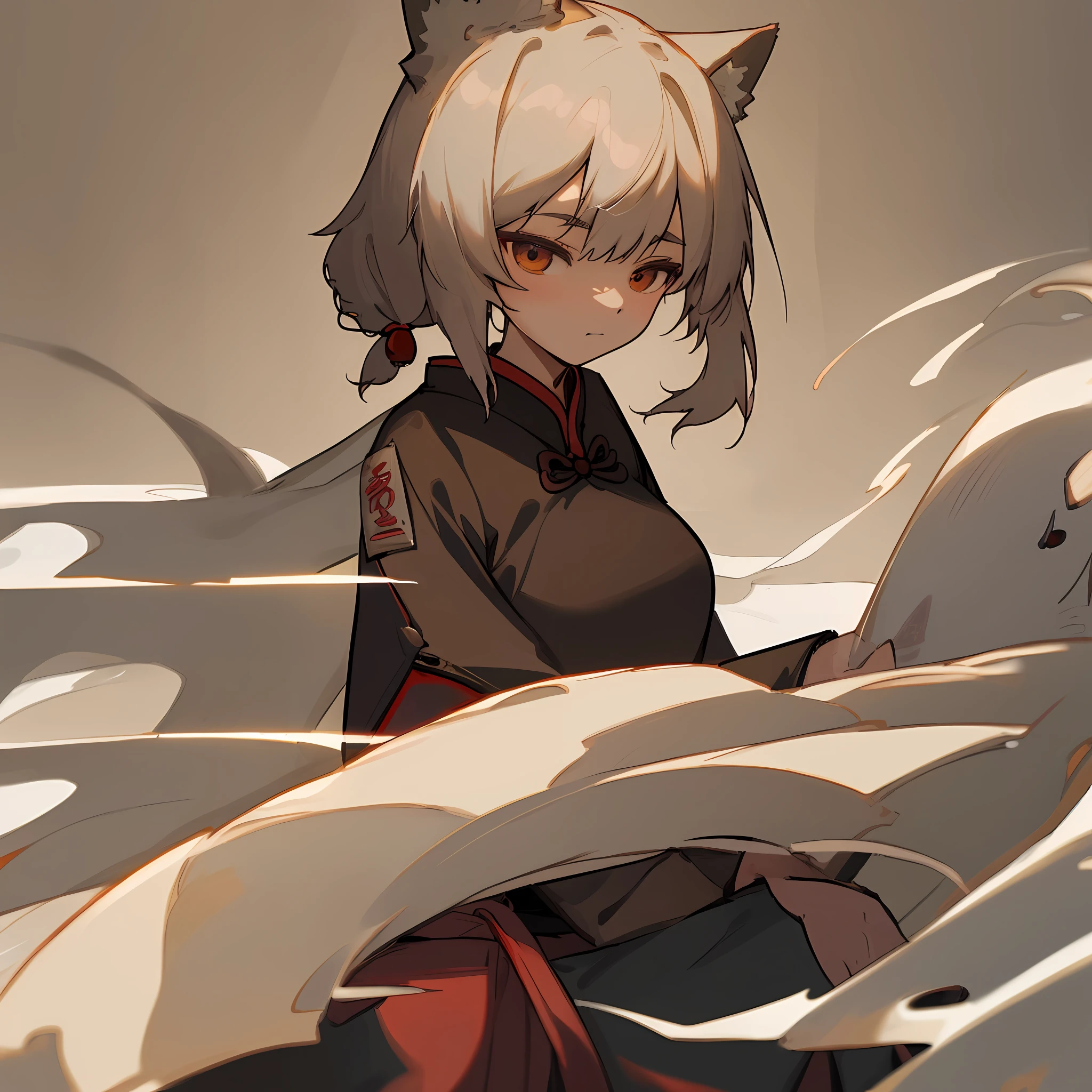 flat illustration by Chinese style,Slender body,beautiful face,fox ears,fox tail,fox demon,Japanese otome game style,movie sense,Gentle and elegant nobleman,Ming Dynasty Hanfu,freehand,blank,big eyes,double eyelids,China Ancient beautiful lady,good-looking hands,super high-definition,exquistie details,sitting on a Chinese wooden seat,Rembrandt lighting wind,Chinese ancient artist Qiu Ying style,blank-leaving,ink style,freehand brushwork,Wuxia,white mparting a sense of calm and tranquility to the viewer,white background,close-up, 8K,best quality,super detailed --ar 3:4 --q 2 --niji 5
