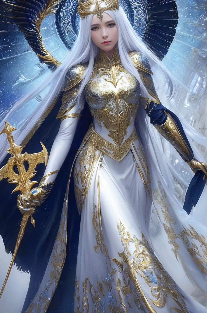 a close up of a person in a costume holding a rose, angelic golden armor, archangel, archangel michael, fantasy art behance, angel in plastic armor, winged archer, detailed fantasy digital art, graphic artist magali villeneuve, high quality fantasy art, detailed fantasy art, epic fantasy digital art, epic fantasy digital art style, fantasy paladin