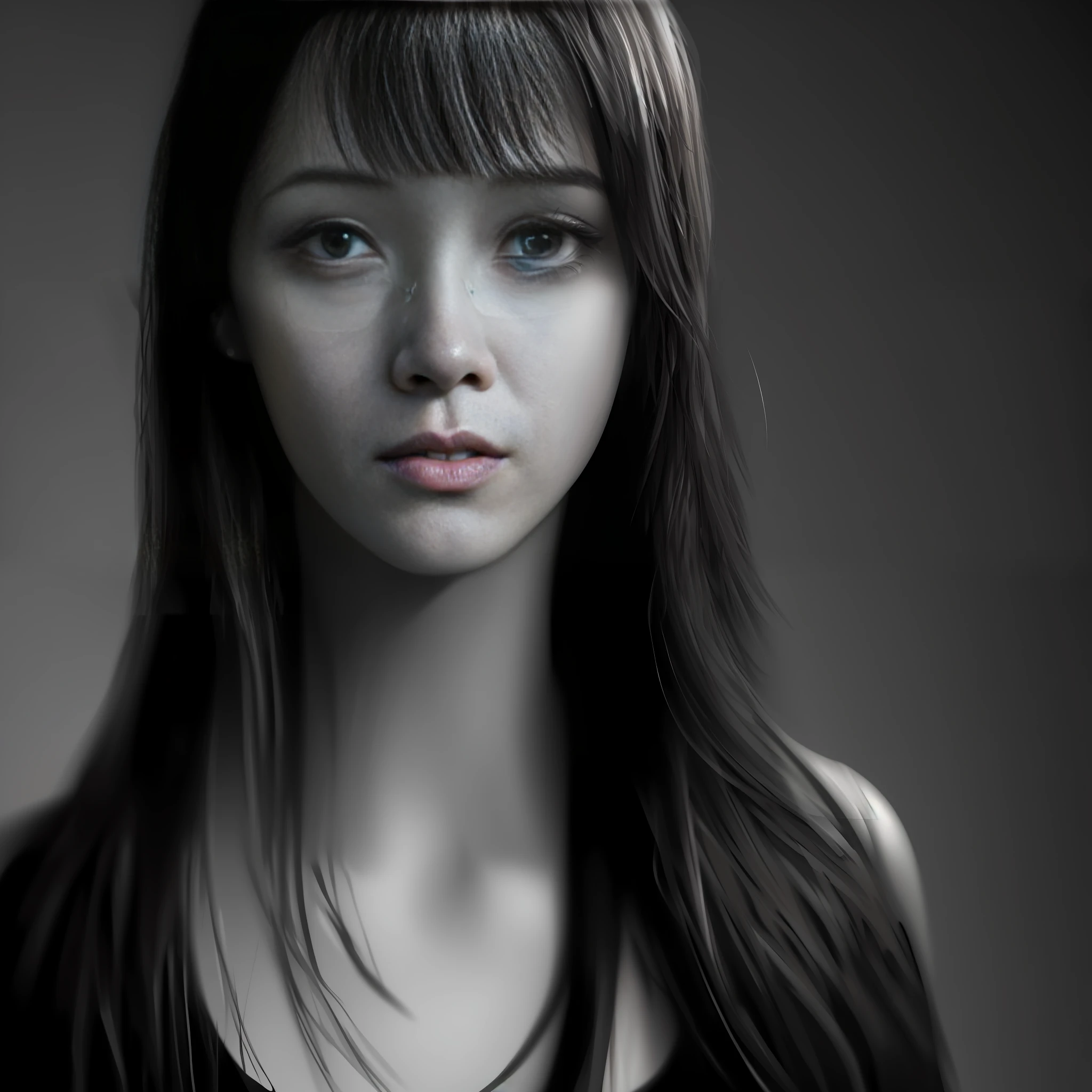 (close-up editorial photo of 20 yo woman mature, slim American sweetheart, faded black and white photo) (dim lit room:1.4) POV, by lee jeffries, nikon d850, film stock photograph ,4 kodak portra 400 ,camera f1.6 lens ,rich colors ,hyper realistic ,lifelike texture, dramatic lighting , cinestill 800,