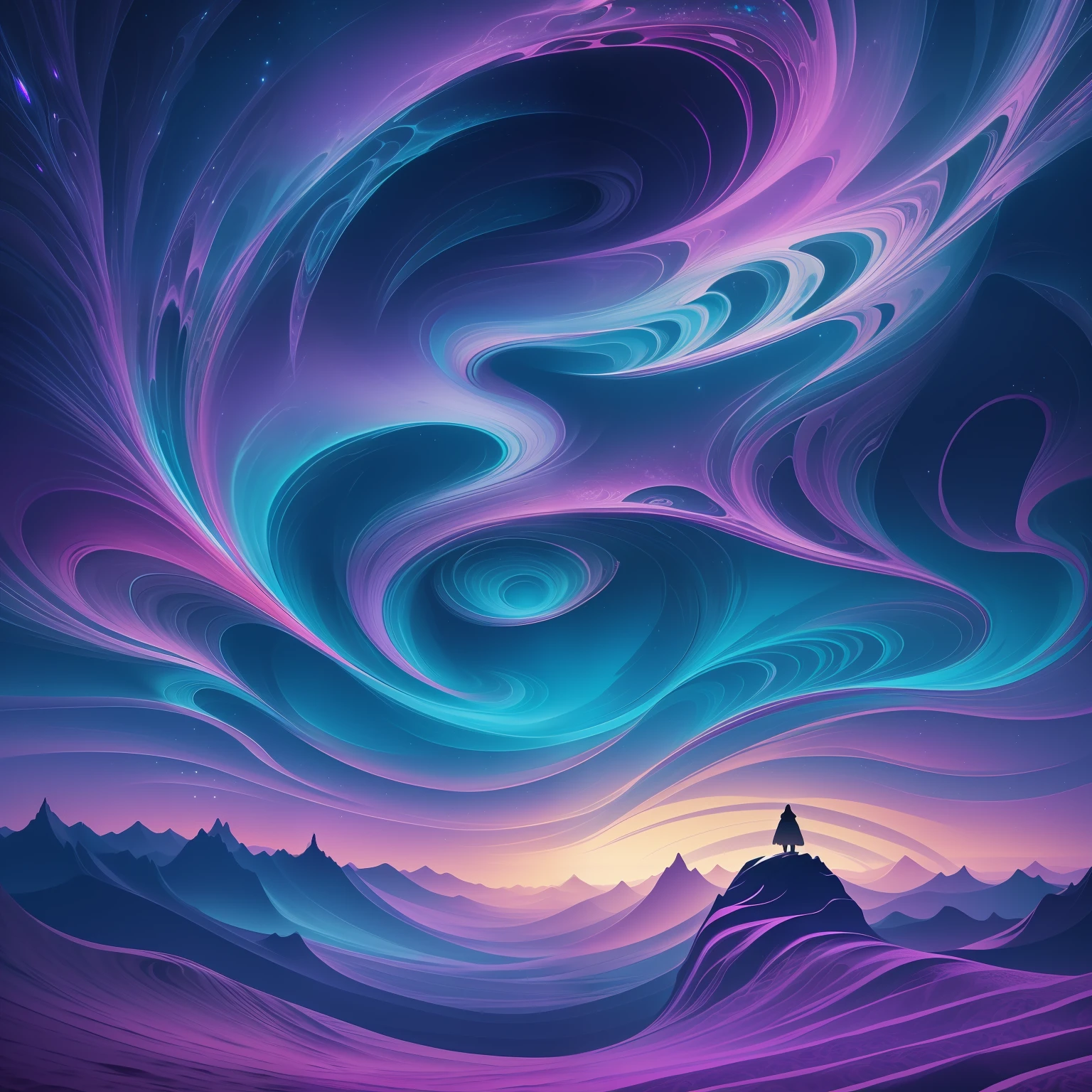 Guided by the whispered lullaby of perlin noise, a lone wanderer traverses the realms of an abstract dreamscape, finding solace in the solitude of a world that resonates with the intricate textures and patterns that mirror their very essence --v 6