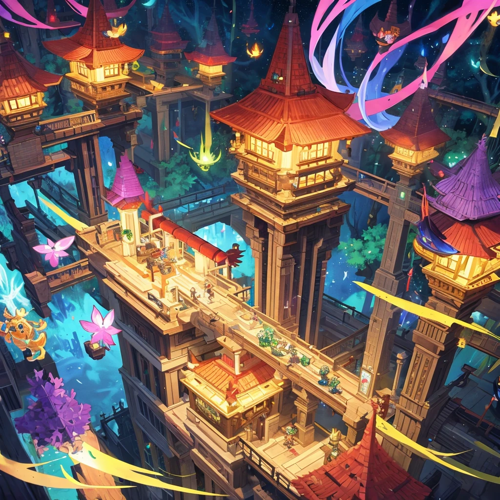 scene, MapleStory,nexon game, firefly forest, mysterious, hidden, pixel style,((masterpiece))