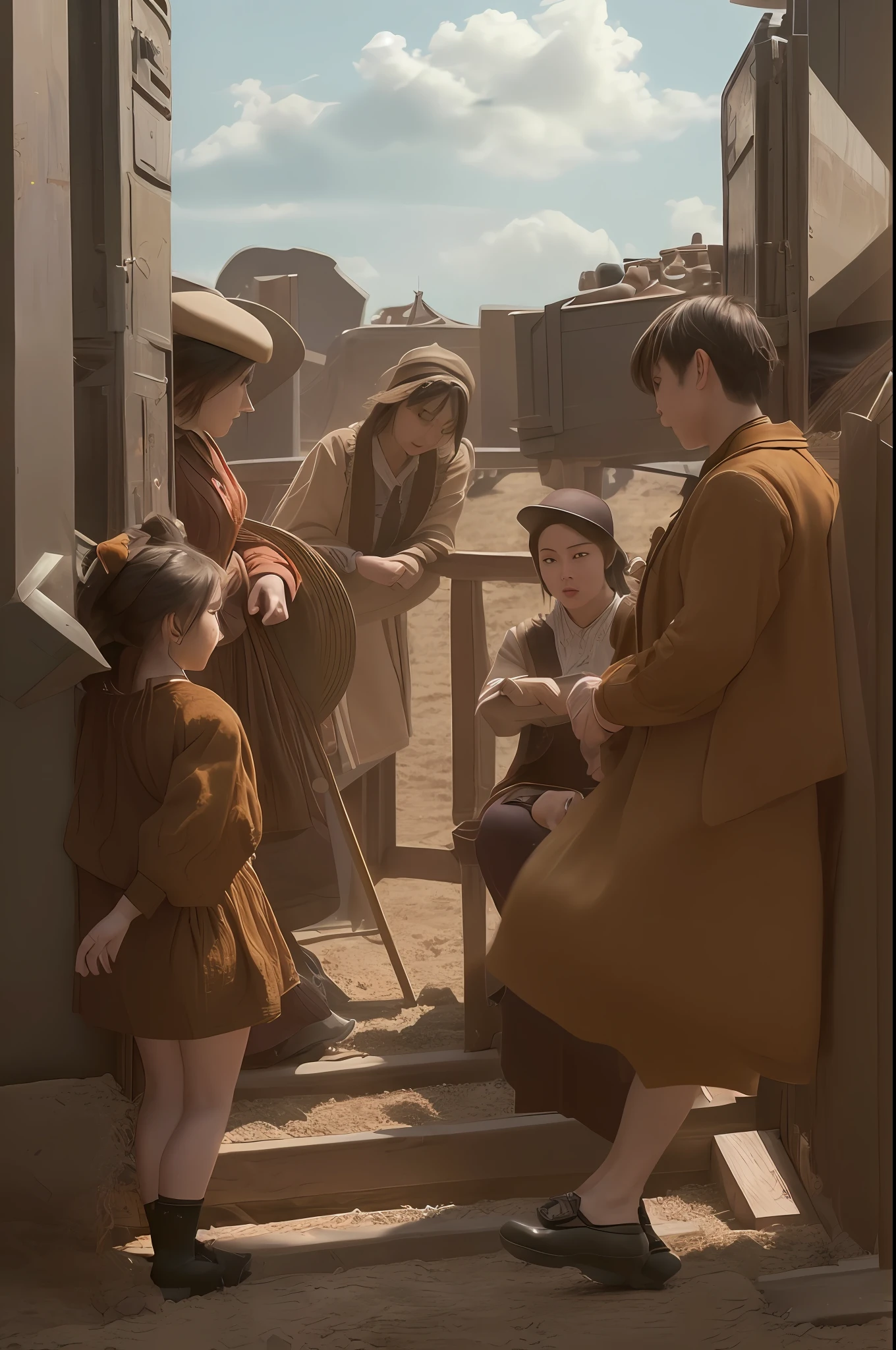 (Subject: Crowd), (Details: Characters in beautiful positions, vivid body language, fine clothing, mastering the theme), small details: the description and prominence of certain characters’ facial expressions, gestures, etc., the characters’ expressions are vivid and natural, the lens is natural, and the atmosphere of the scene Harmony)