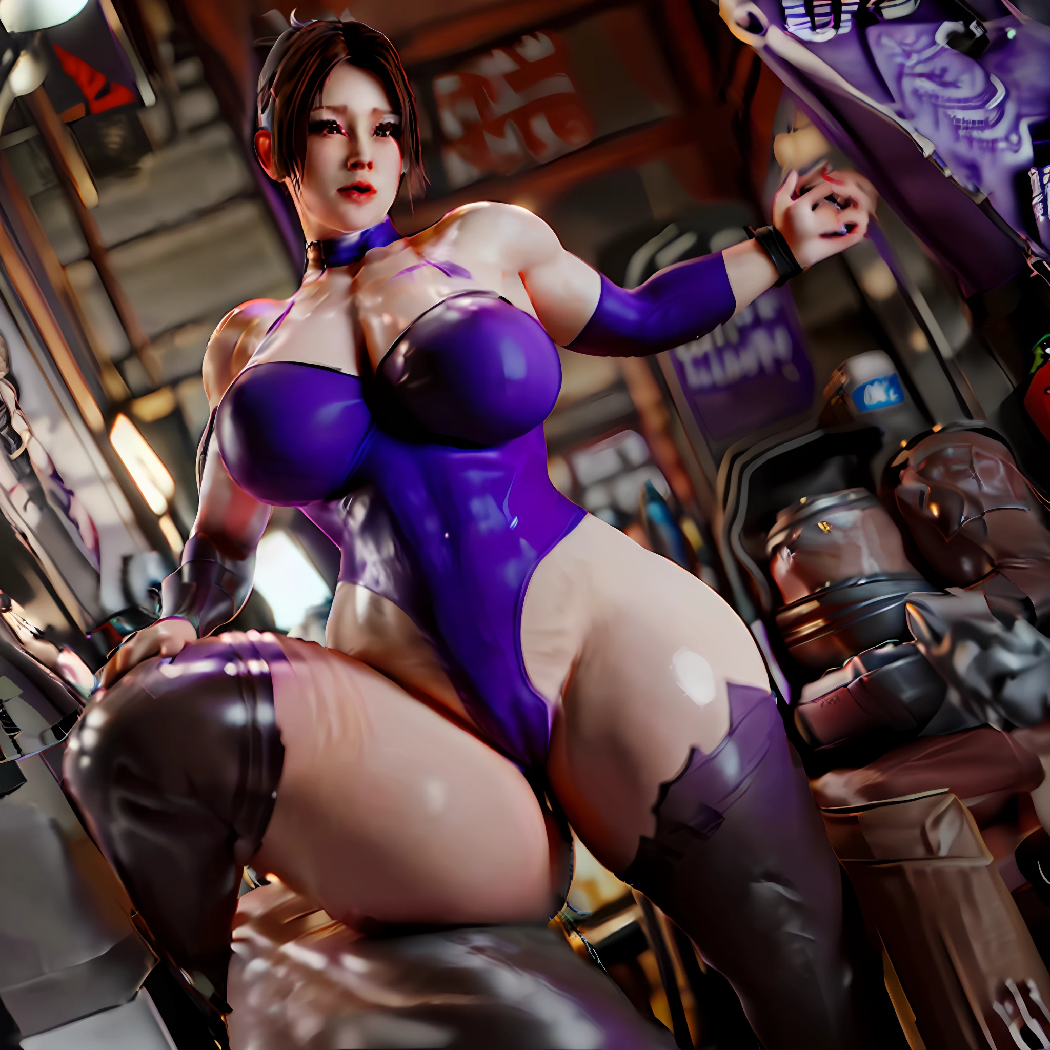 woman with gigantic powerful thick muscles ( (Caucasian)) ((Caucasian 1.2)) ((pale skin)) )) ((33yo face)) ((chubby face)) ((pale skin)) ((purple short hair)) ((punk girl)) ((seductive face))((at nice restaurants )) (( nude )) ((extremely muscular)) ((extremely thick)) in your face))(M-split) (Anal) (Knees together) (Leg stockings) Full body view