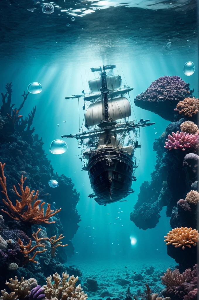 Unidentified creatures, sea water, wood in deep water