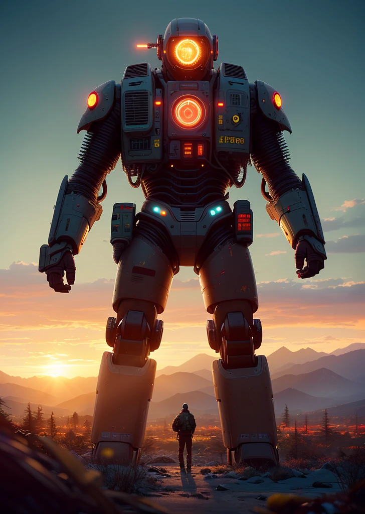 simon stalenhag style, masterpiece, best quality, 8k, , sharp focus, ultrarealistic, raw photo of
Vivid western cityscape, Scalp hunters seek bloody fate amongst giant fallen robots, Humanity lost.
((backround defocused)):1.4, (depth of field):1.4
