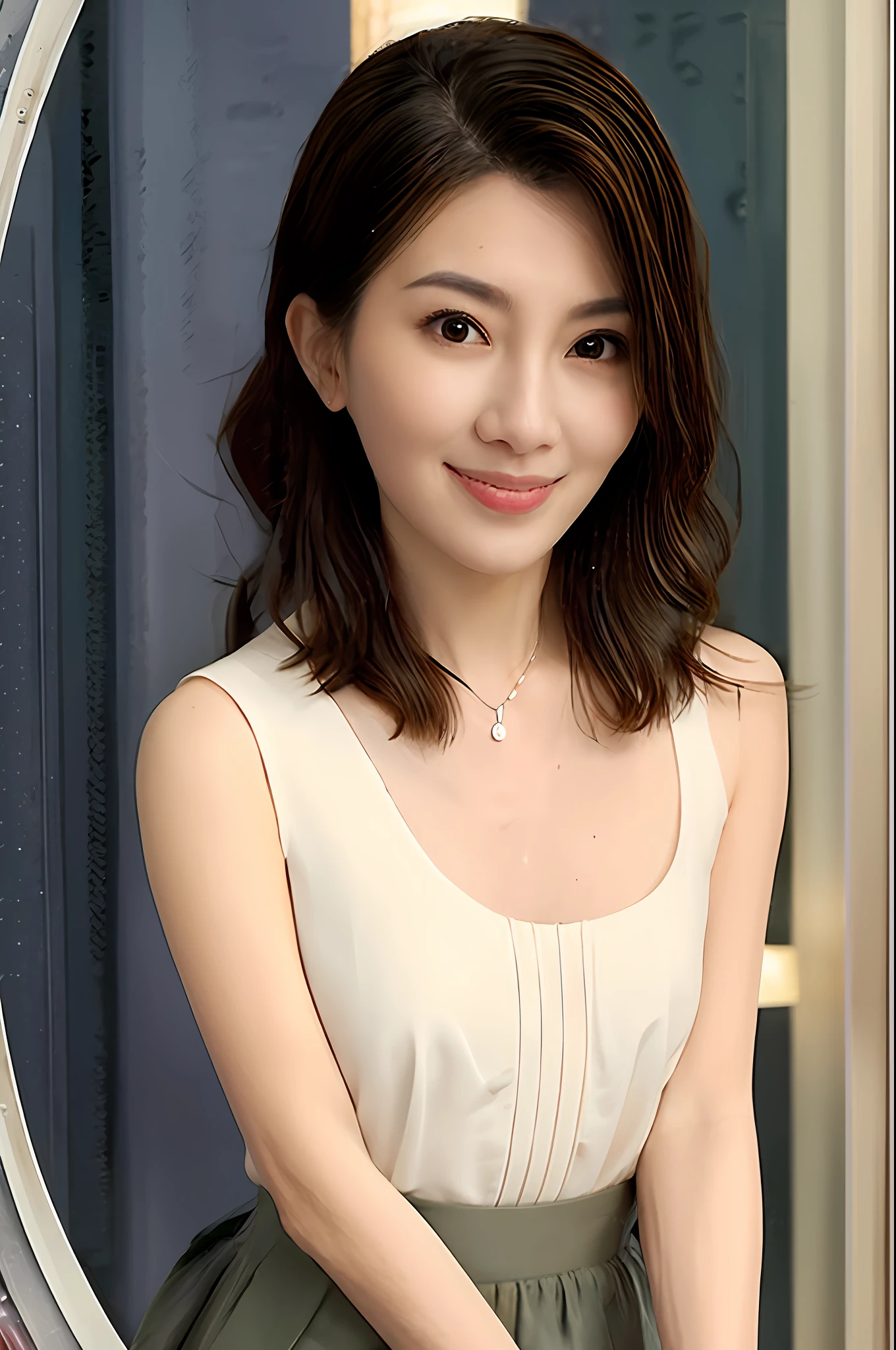Gentle and charming Chinese beautiful woman, upper body photo, exquisite and sexy collarbone, charming oval face, double eyelids, smart peach blossom eyes, pink lips, small nose, bare shoulders, focused face, face close-up, ultra-high-definition, Super details, elegant standing posture, embroidered hip-covering lace skirt, water-soluble lace, full of artistic and three-dimensional sense, the upper body is elegant, romantic and feminine, and the lower body curve is more perfect.