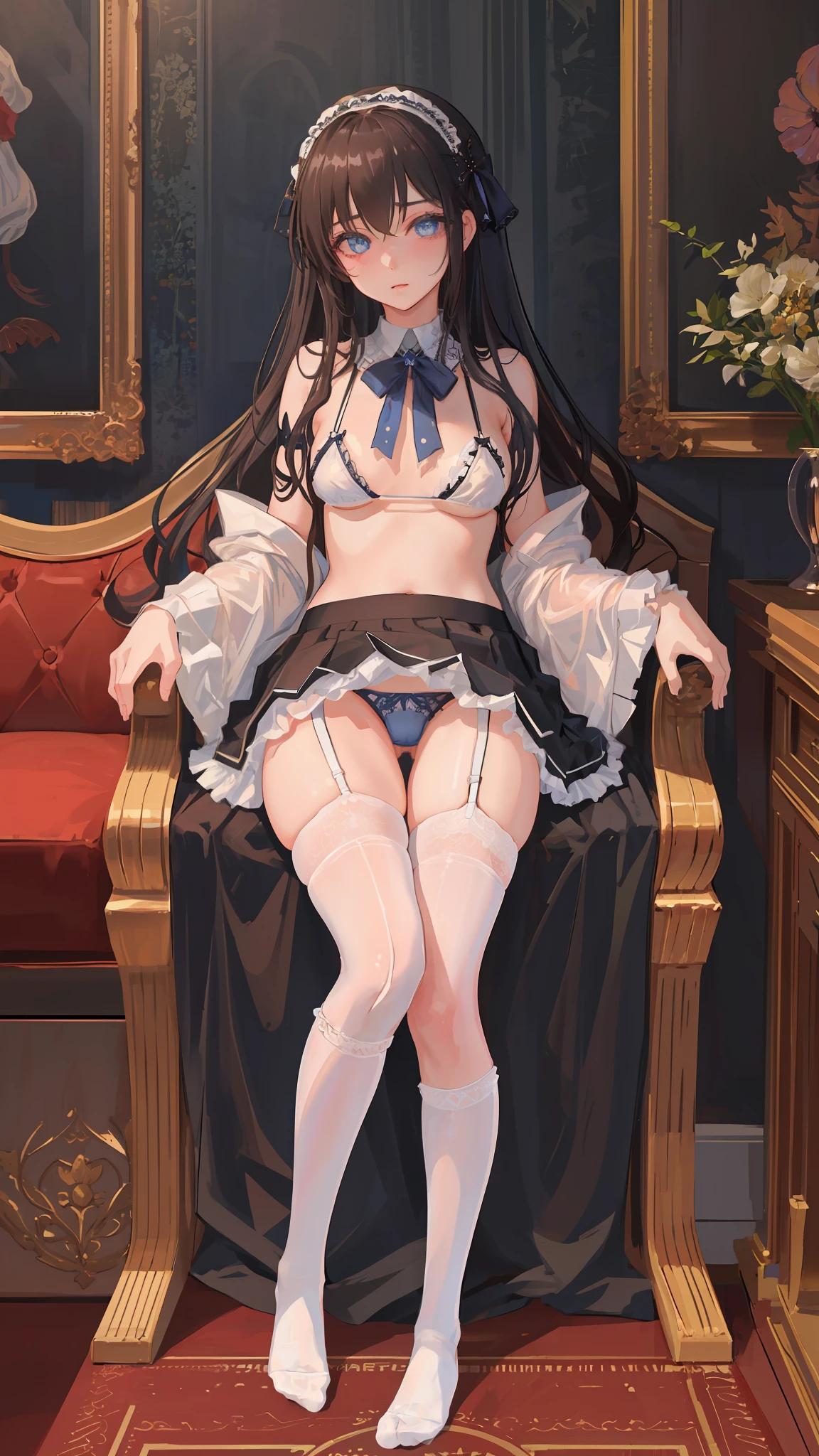 {masterpiece},{best quality},{1girl},Amazing,beautiful detailed eyes,finely detail,Depth of field,extremely detailed CG,original, extremely detailed wallpaper,looking at viewer, bikini,knee socks, garter belt