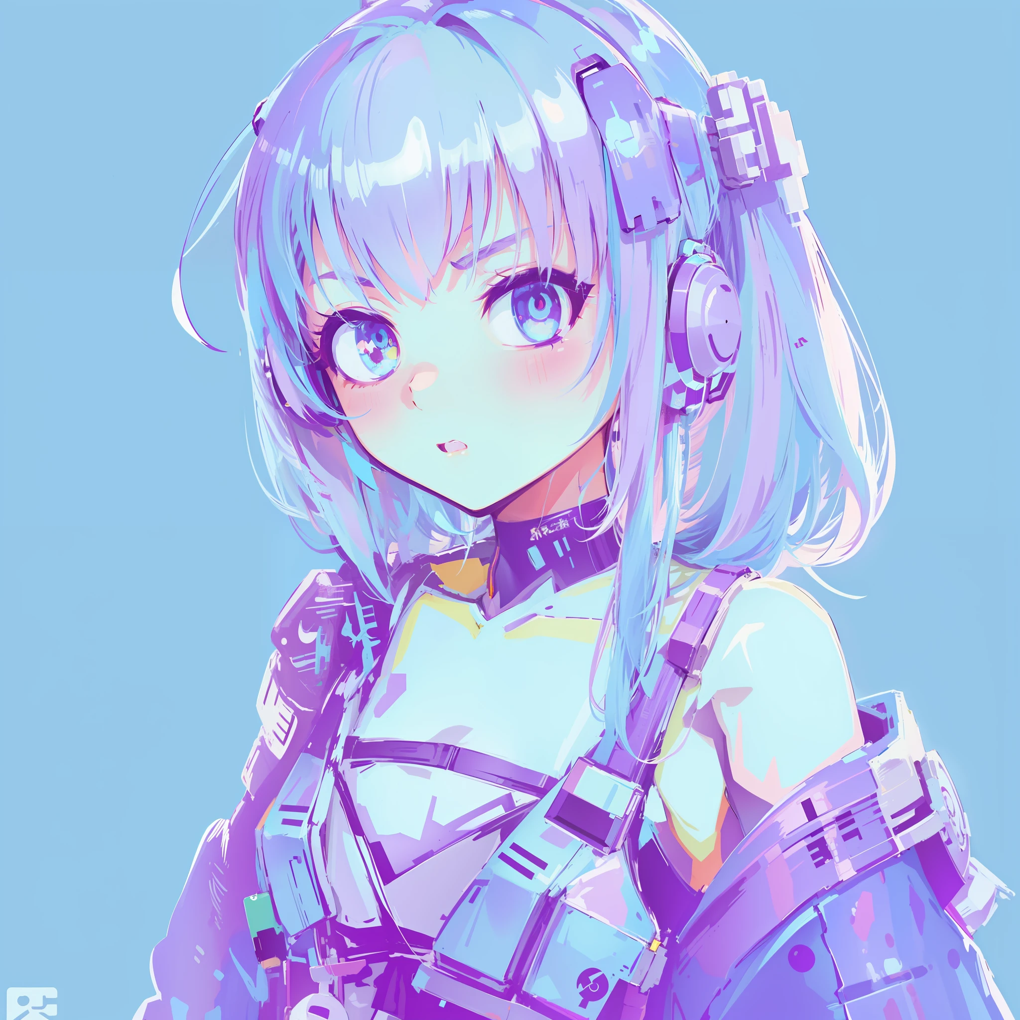 anime girl with headphones and a blue background, glitchpunk girl, anime vibes, digital cyberpunk - anime art, cyberpunk anime girl, digital cyberpunk anime art, anime cyberpunk art, cute cyborg girl, dreamy cyberpunk girl, anime style 4 k, cyberpunk anime art, (anime girl), anime mecha aesthetic, anime style mixed with fujifilm, anime girl, anime artstyle