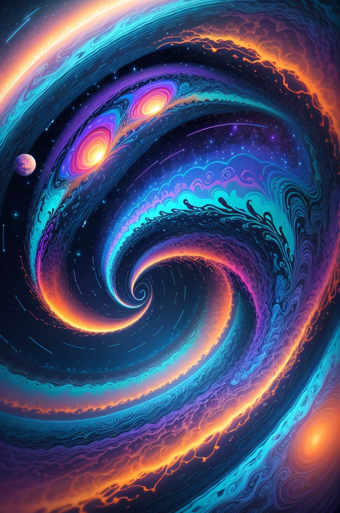 A deer standing on a moon shaped object in the sky and dreaming of electric sheep, blurry and dreamy illustration, calm night. Digital illustration, Blurred and dreamlike illustration, Amédée Ozenfant, dreamlike illustration, in astral plane)) ), colorful plane surreal ethereal, in cosmic realm, in surreal dreamy landscape, light shadows, waves, multiple layers, Foreground, vista, fractal thunder Dan Mumford, Dan Mumford and Alex Gray style, psychedelic surreal art, surreal psychedelic design, fantasy art style, illusion psychedelic art, infinite psychedelic waves , inspired by Cyril Rolando, real ripple structure, psychedelic art style, psychedelic art, psychedelic illustration -- V6