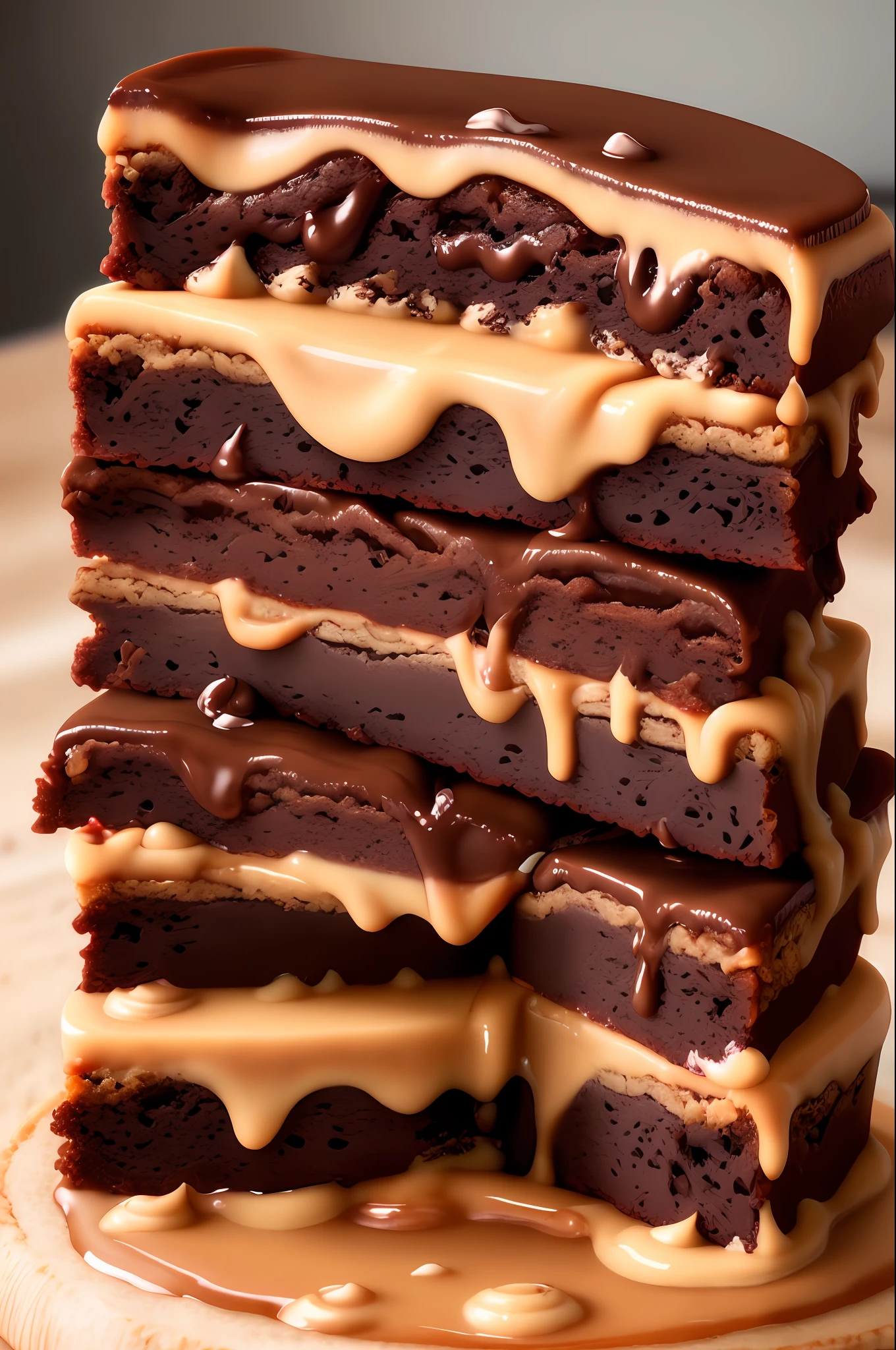 RAW photo, a portrait photo of professional foodporn double peanut butter layered fudge cookie double layered oreo 8k uhd, dslr, soft lighting, high quality, film grain, Fujifilm XT3