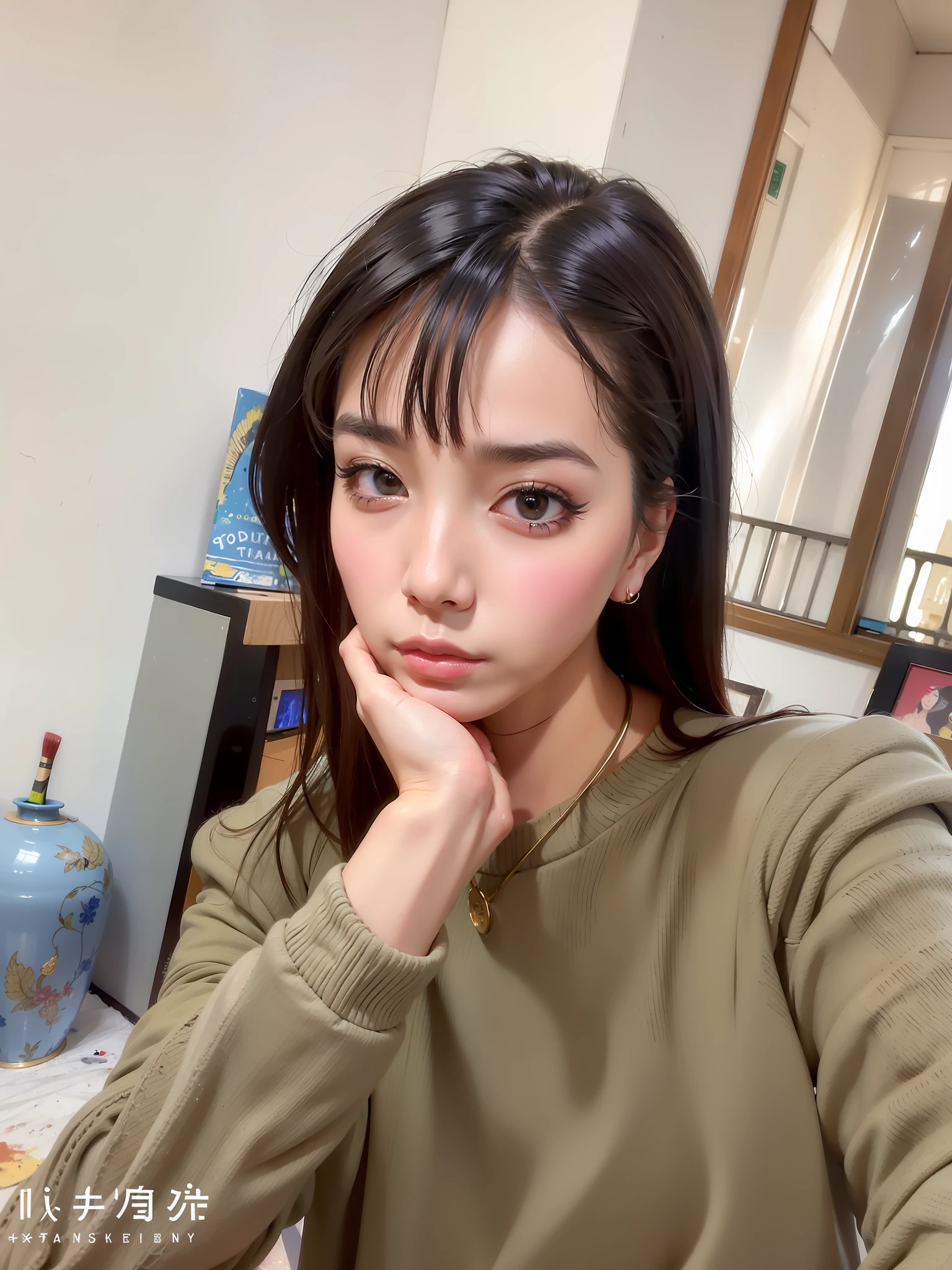 &quot;((High-quality painting masterpiece)), high-definition quality, extremely detailed, beautiful painting style, depicting an Asian beauty with elegant face and black eyes.&quot;