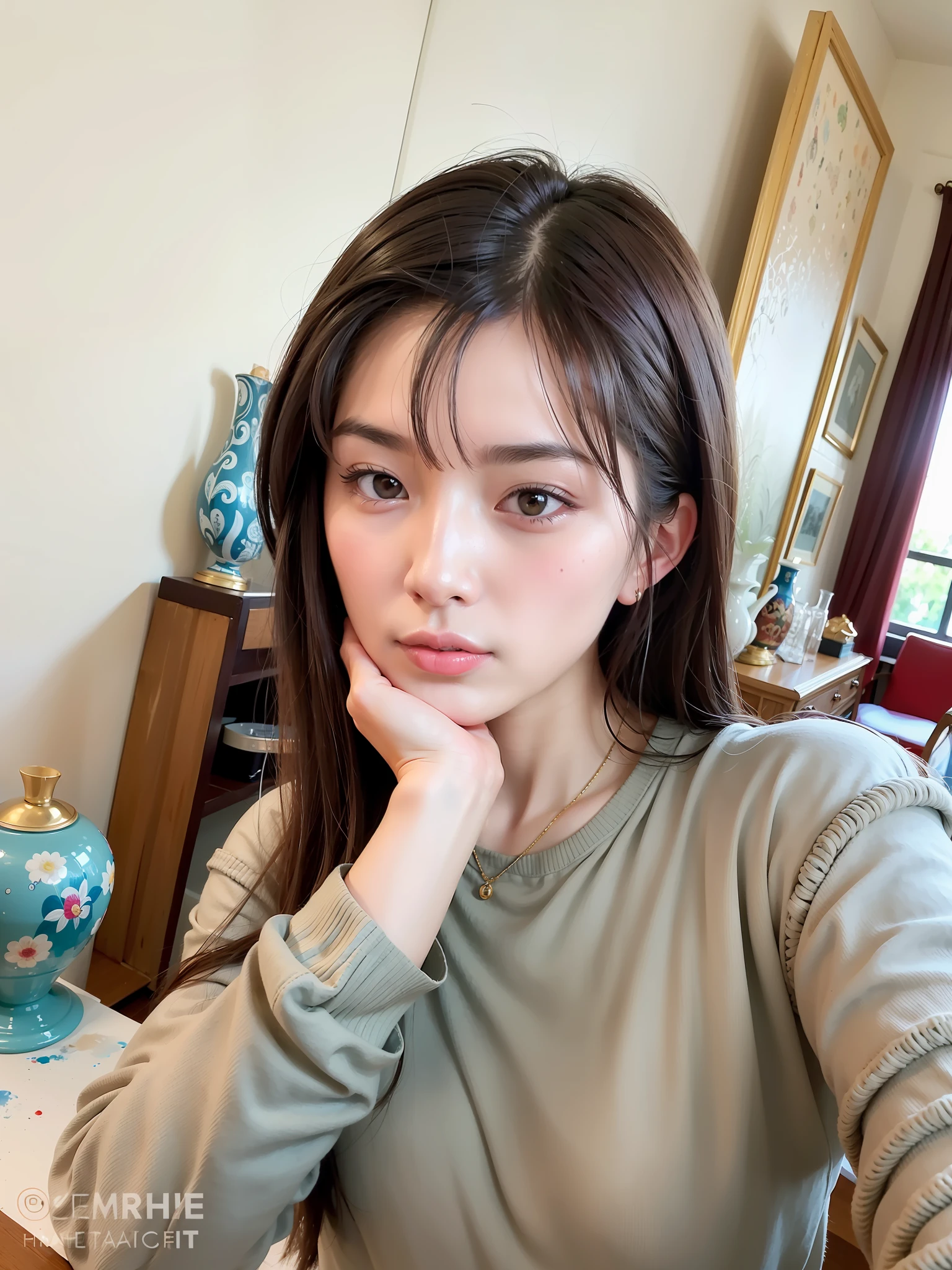 &quot;((High-quality painting masterpiece)), high-definition quality, extremely detailed, beautiful painting style, depicting an Asian beauty with elegant face and black eyes.&quot;