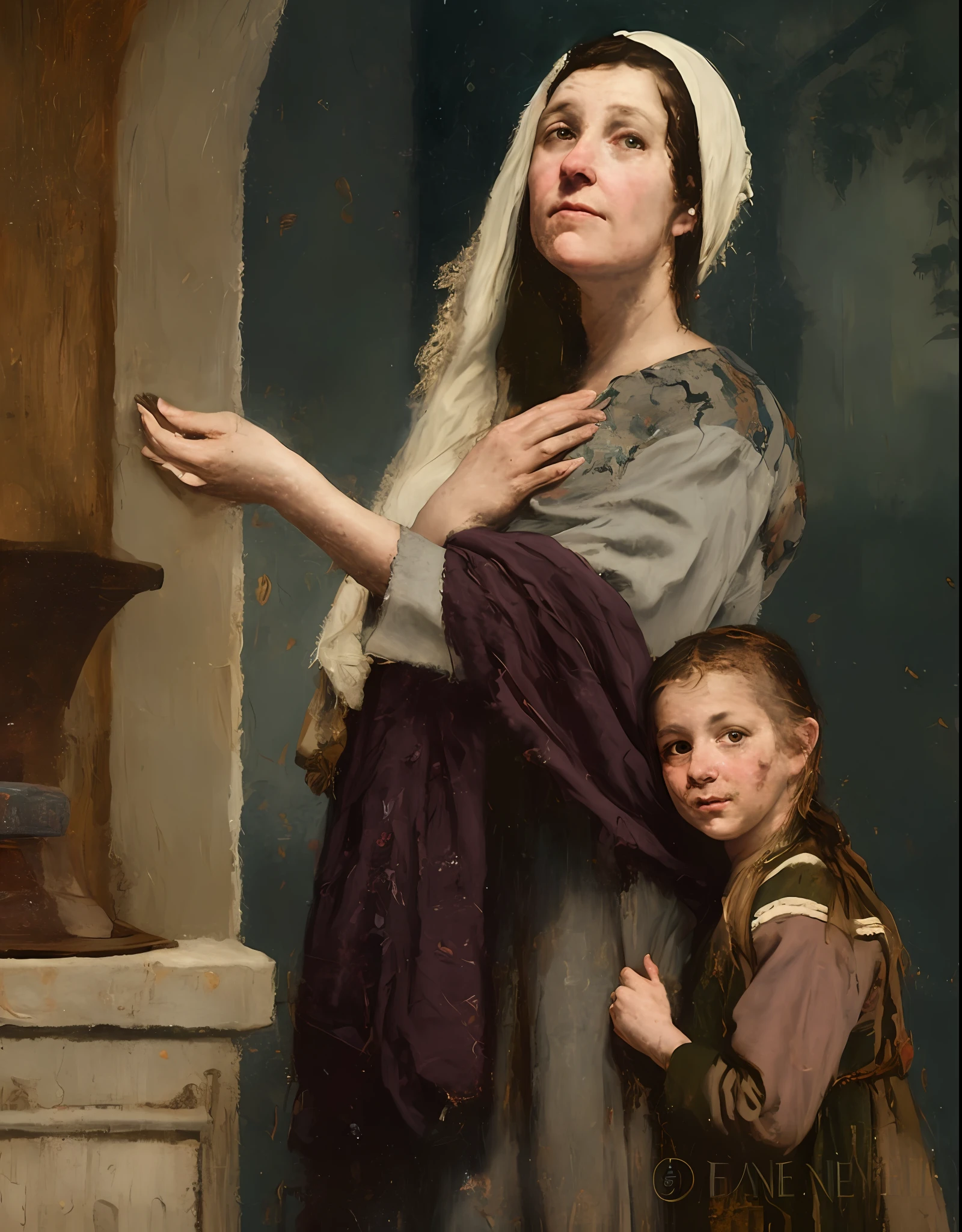 ((renascence art)), religious, humble,(poor clothes),((young woman|mature woman|old woman|teenage girl):0.6, (widow|nun):0.8),((2 coins:0.9)|(offering:0.8)|(widow's mite:0.8)), Portrait, Painted by an old master.