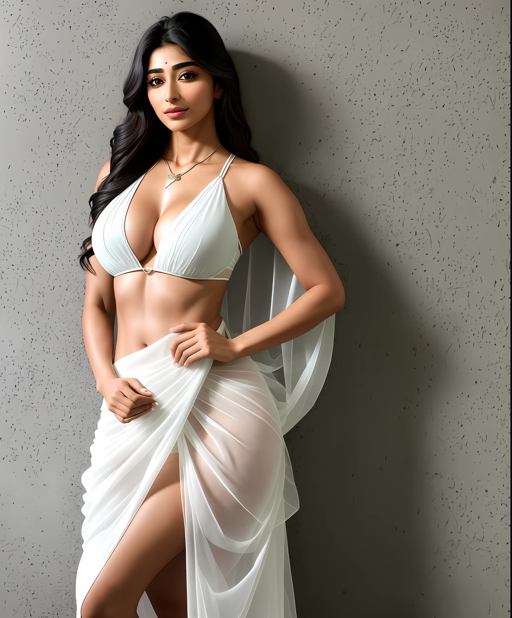 Photo of Pooja hegde ,Jahnvi kapoor, (((full body picture))), ((realistic)), ((hyper realistic)), ((lifelike)),(sharp focus:1.2), attractive woman, (beautiful face:1.1), detailed eyes, luscious lips, 30 years old,
indoors, bedroom,
(see through saree), (no jewlery), (sexy attractive figure), (big boobs), (cleavage), (tight abs), (thick hips)
4K, HDR, DSLR photoshoot, professional photography, detailed texture.