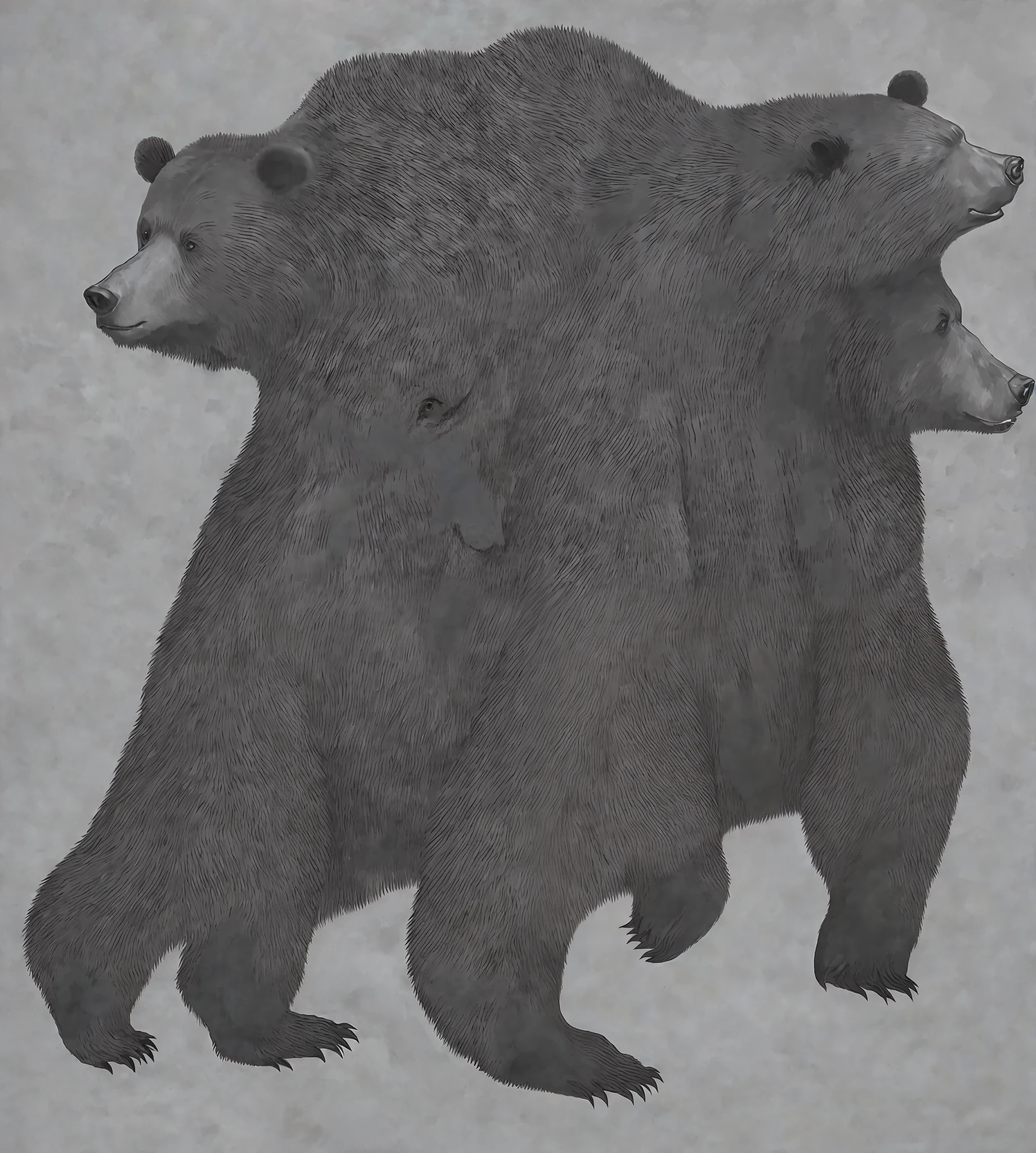 bear alike tarrot creature from the void, black and white paper drawing