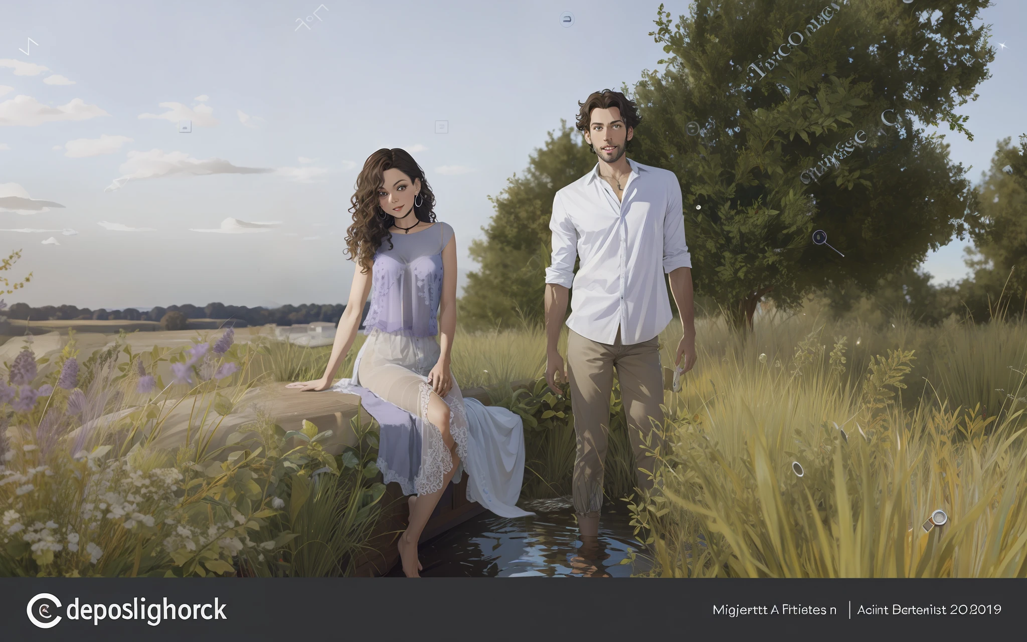(extremely high quality CG artwork, best resolution),dynamic angle,[(1girl),curly brown hair,(purple eyes,naughty expression),dazzling choker and earrings,white button-down shirt,red mini skirt,lengthy red stockings,delicately placed on a cream-colored bed:pillow and sheet]::0.8,
background: [pink curtain, soft blue shadows, light shining in from the right, light leakage effect from the curtain, minimalistic decor: potted plant and wall clock]