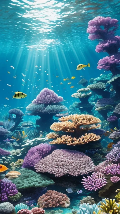 The underwater world is full of enchanting creatures and plants that capture the imagination， The colors and textures of the underwater world are vibrant and alive, with a wide range of hues and patterns，Despite the constant movement of the water, the underwater world can be a serene and peaceful place, with a sense of calm and tranquility，The creatures that inhabit the underwater world can be majestic and awe-inspiring, with their size and power，floating plants and creatures that seem to defy gravity， The details of the underwater world can be intricate and complex, with delicate structures and patterns that require close examination to appreciate，illuminated by the sunlight filtering through the water, creating a magical and ethereal glow， mystical quality, with its hidden caves and mysterious creatures that seem to exist in a realm beyond our own. --v 6