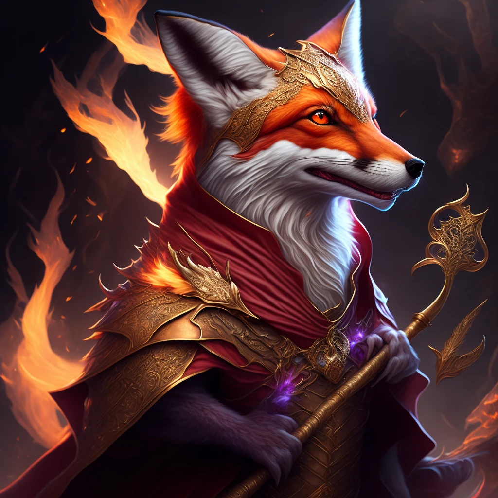 Fox-dragon that has a chaotic cloak of arcane energy surrounding it
