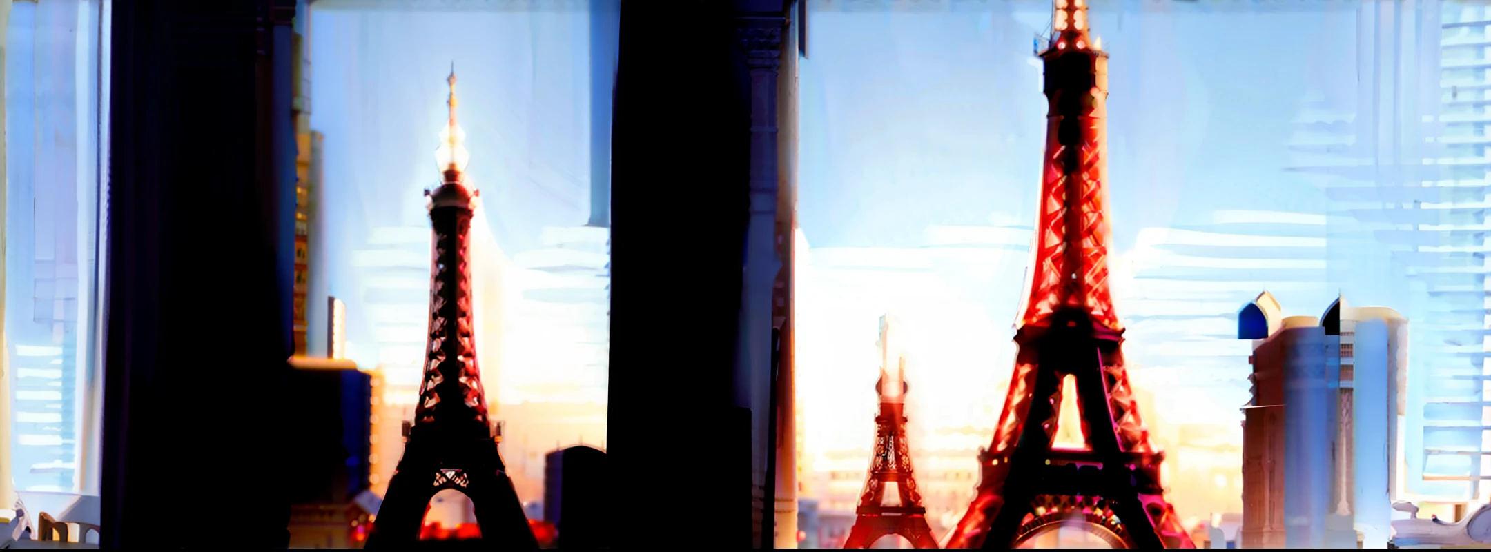 French landmarks, the Eiffel Tower, illustration style, size 16:9