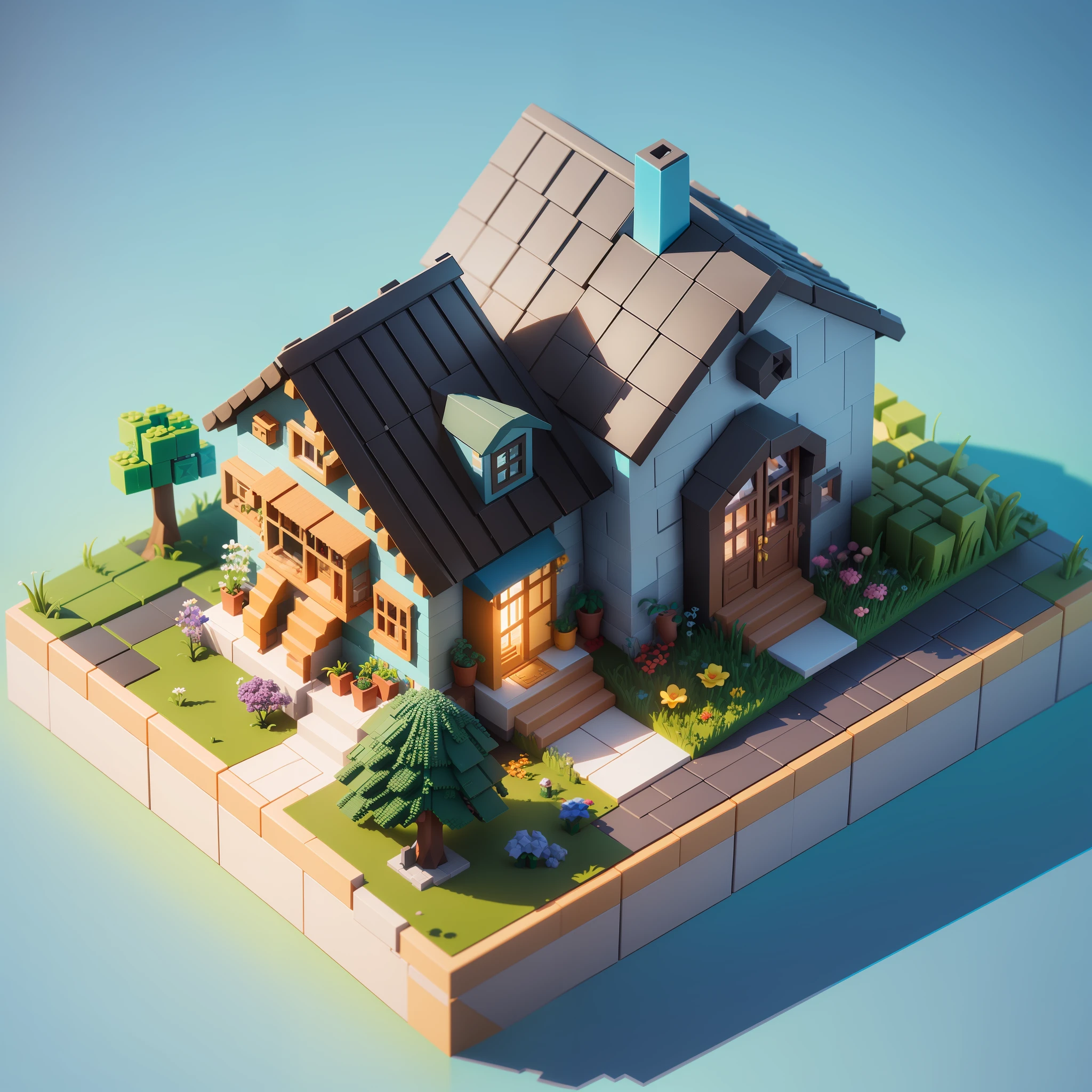 (Isometric perspective: 1.5), (Pixar style: 1.2)Cute architecture 3D artwork, flower house, LEGO style, ((low poly)), ,blender, OC renderer, dribble high detail 8k, studio lighting --v 6