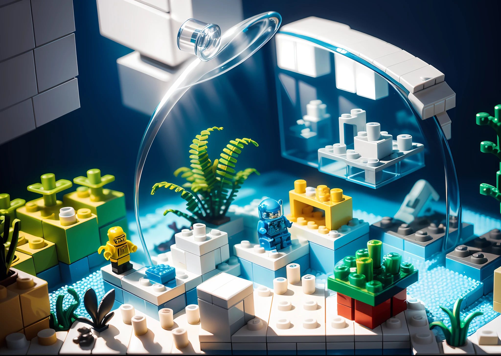 LEGO style, underwater world, a ray of light, The perfect Lego (Isometric perspective: 1.5), (Pixar style: 1.2) --v 6
