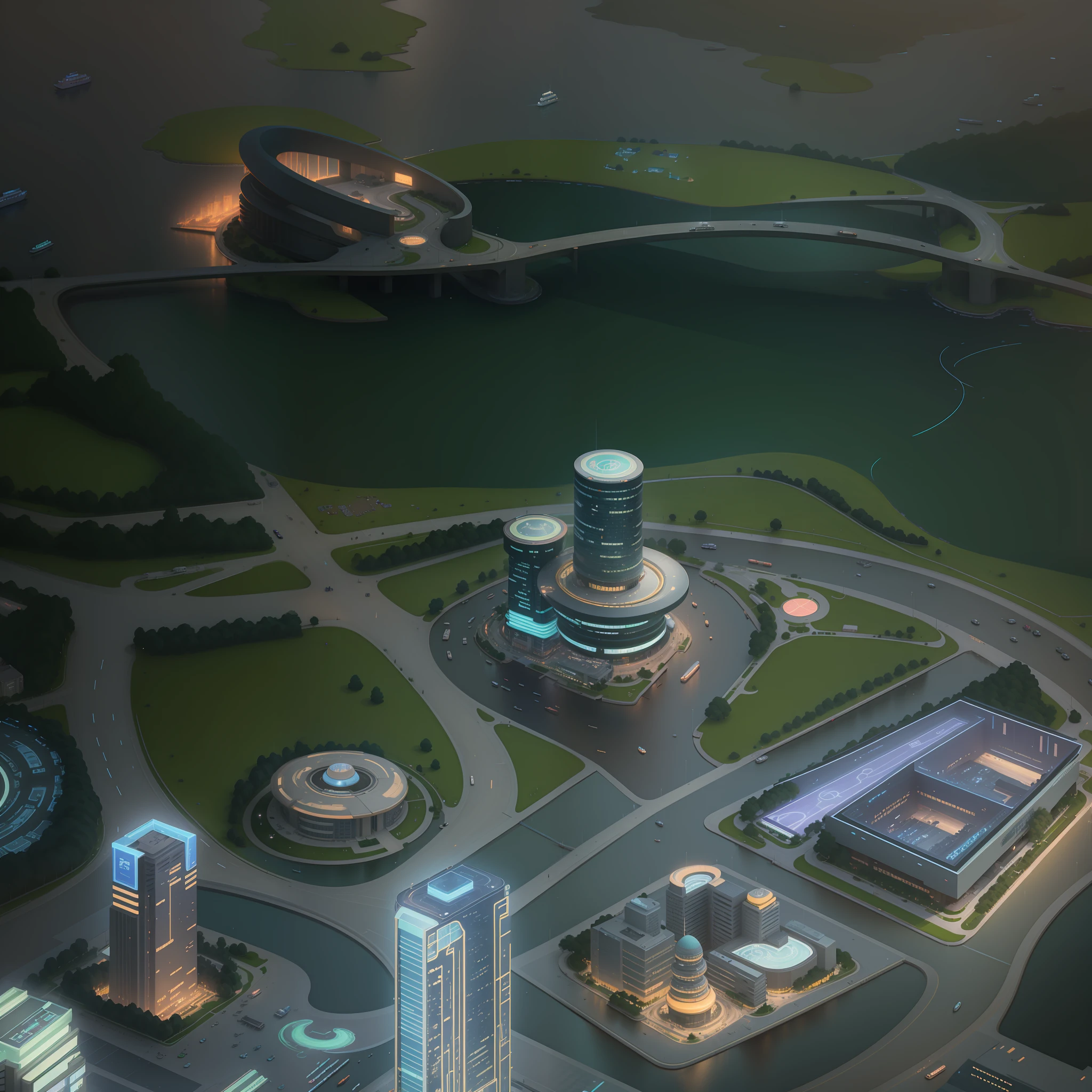 City skyline view with lake and park, illustration by Cha Shibiao, shutterstock, Art Nouveau, Shenzhen, Shenzhen, Shenzhen. Guangjian, an ultra-wide view of the urban landscape, a sci-fi building that breaks through imagination, and a combination of architecture and lighting. Beautiful city of the future, beautiful cityscape, tech city background, Hou porcelain, with a city in the background. Inspired by Makoto Shinkai's popular concept art and masterpieces on pixiv, vision (wide angle lens), super high resolution (fidelity: 1.4), super high quality, extremely detailed CG Unity 8k wallpapers, aesthetics, award winning photography, real High Detail, Detail Enhancement, Blur Removal, Intricacy, Traveling Art. Visually stunning. Beautiful future city, beautiful city, dream land of Chinese people, pexels, blue hour photography, Chinese dreamland, spectacular clouds, fantasy clouds. street, city, road,