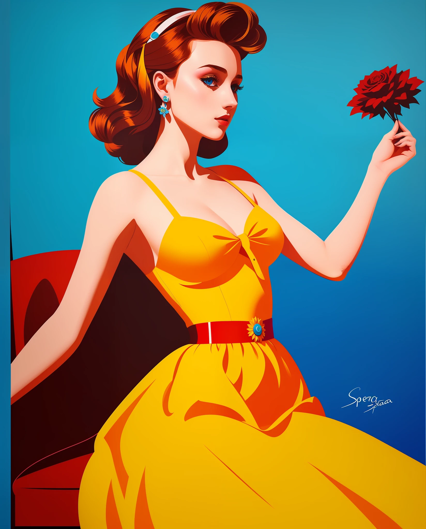 beautiful girl, dress, poster art, poster, art style, ((Lorenzo Sperlonga)), May 20
