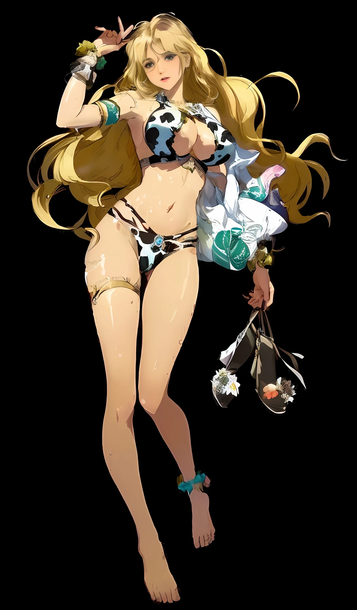 Masterpiece, best quality, (best quality), (best illustration), (best shading), beautiful woman, straight breasts, tight underwear, bare belly, wet skin, ragged clothes , the hair details are very intricate, the charming expression, four fingers and a thumb,