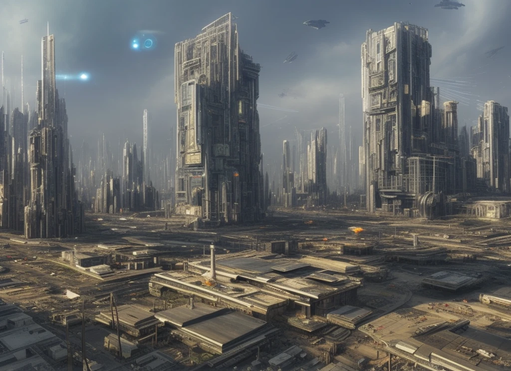 Futuristic city with futuristic skyline, giant buildings towering over slums, futuristic dystopian city, fantasy sci-fi city, ancient sci-fi city, busy cyberpunk metropolis, sci-fi city, vista of futuristic city, future in other words city, dystopian sci-fi apocalypse, futuristic city, arstation and height buzzer, movie buzzer, buzzer render, futuristic city vista, concept art | buzzer, 8k high detail concept art, buzzer. Octane rendering, ancient sci-fi cities, future dystopian cities, cities that live on the moon that can see the earth sophisticated high-tech cities prospect sacred landscape bright fhd 4k high-resolution realistic surrealistic super wide angle shot canon 5d v-ray quixel megascans render sintane render,