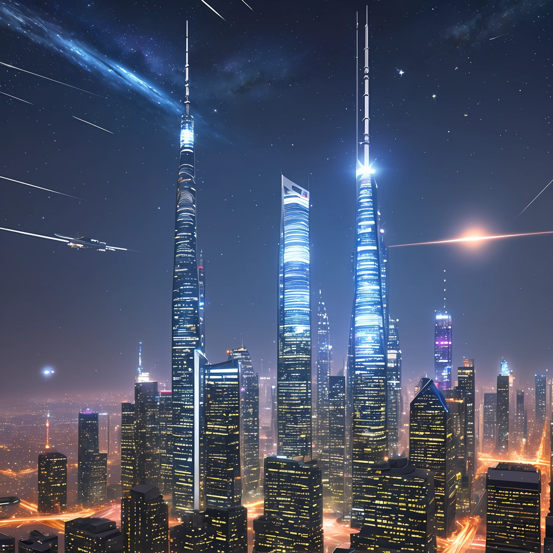 star rail, universe, sci-fi, planets, skyscrapers, masterpiece, high resolution - v6
