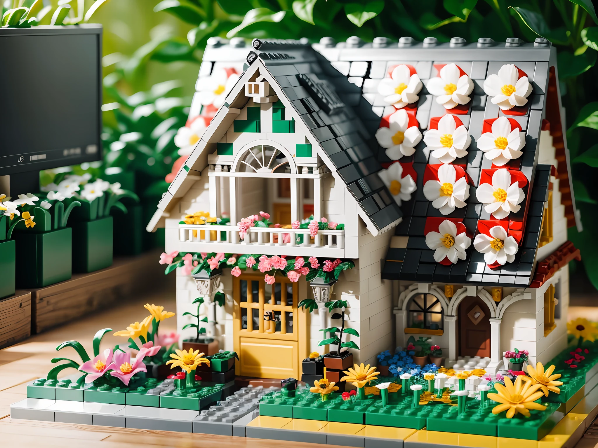 Lego flower house scene, very detailed, super high resolution, 8K UHD --v 6