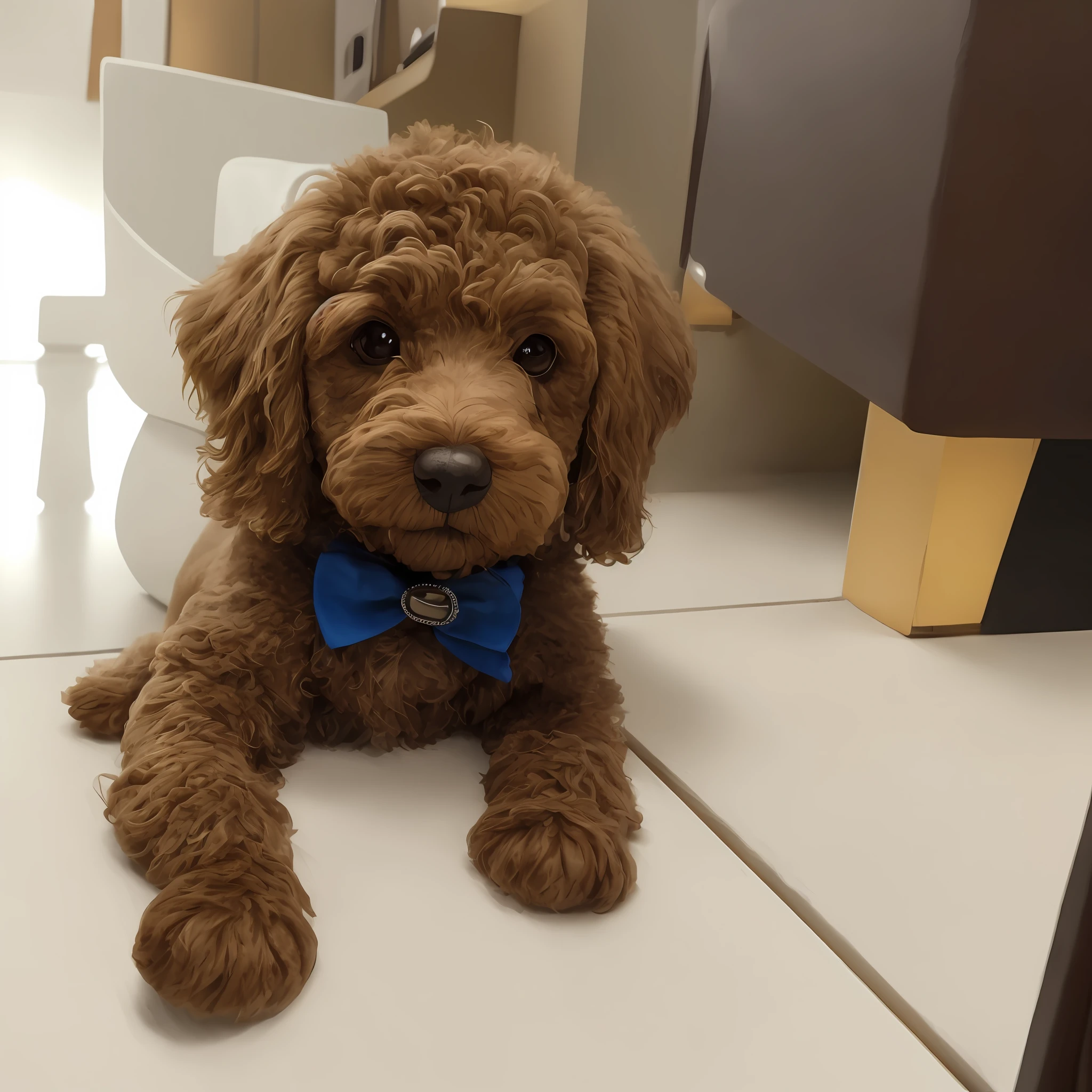 ((glamorous angle, white floor + multiple shooting equipment: 0.9), (1 puppy), (brown": "short curly hair: 1.2, blue bow tie), (detailed" "+ pretty poodle: 1.5): (Sony a9|Canon eos 5 d mark iv|Sony a7r|Canon 80d)::0.8), (background: small room; high saturation; centered tone; sunlight through the window): (detailed floor + wall + audio + kitchenware )+(red cake | really explosive balloon): 0.4