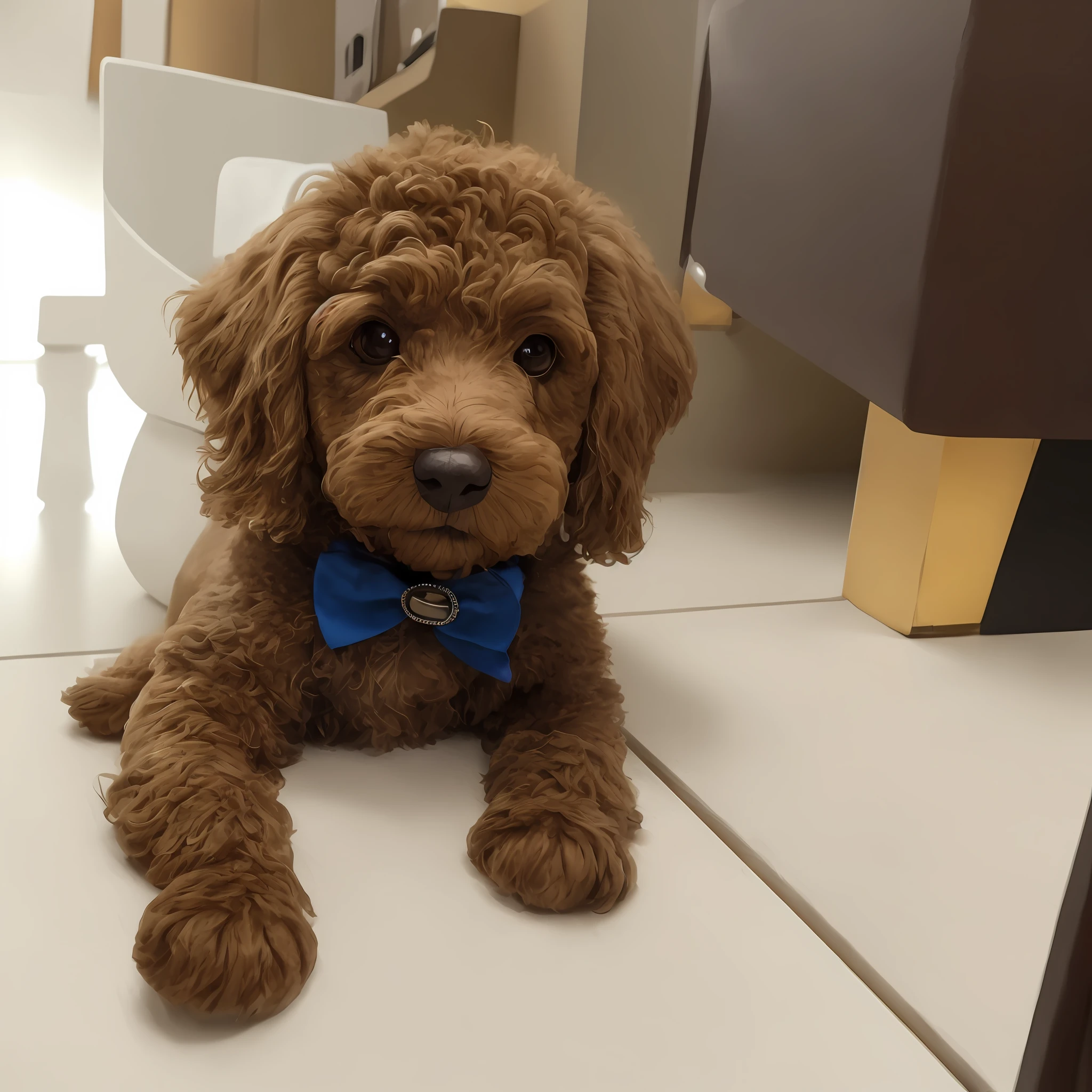((glamorous angle, white floor + multiple shooting equipment: 0.9), (1 puppy), (brown": "short curly hair: 1.2, blue bow tie), (detailed" "+ pretty poodle: 1.5): (Sony a9|Canon eos 5 d mark iv|Sony a7r|Canon 80d)::0.8), (background: small room; high saturation; centered tone; sunlight through the window): (detailed floor + wall + audio + kitchenware )+(red cake | really explosive balloon): 0.4