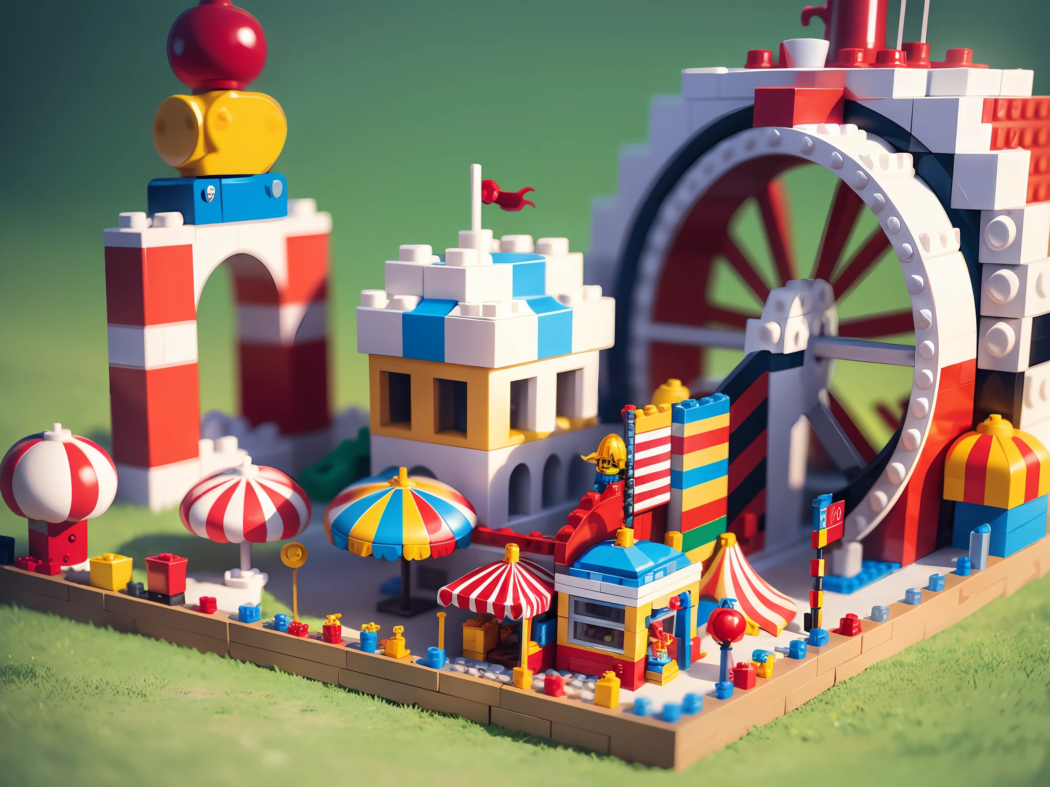 Lego circus scene, highly detailed, super high resolution, 8K UHD --v 6