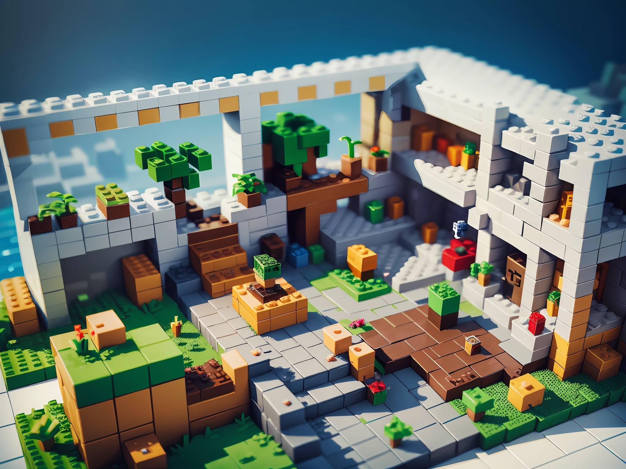 Lego Minecraft game scene, very detailed, super high resolution, 8K UHD --v 6