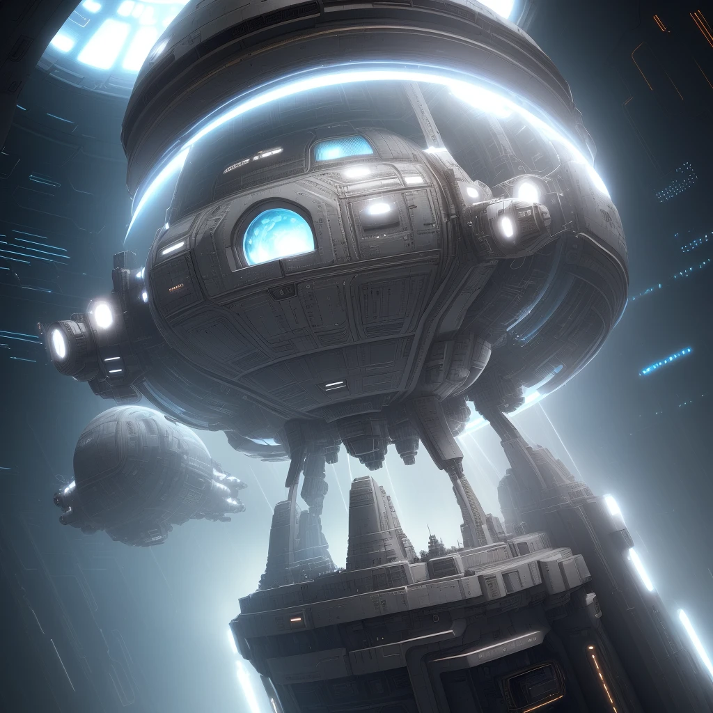 In the universe, a spaceship, sci-fi, metal texture, white, full image light, virtual engine, partial exposure, giant sensory, film, super detailed, rich detail, surreal