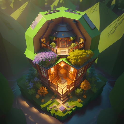 the magic house,the broom,the jackolabtern,the river,the thorns,astrology,taneave,game asset style in a low poly model,isometric,tilt-shift,16bit pixel art,trendy IP by pop mart,mockup,blind box toy,fine luster,white background,30 render,oc render,4k,best quality,ultra detailed