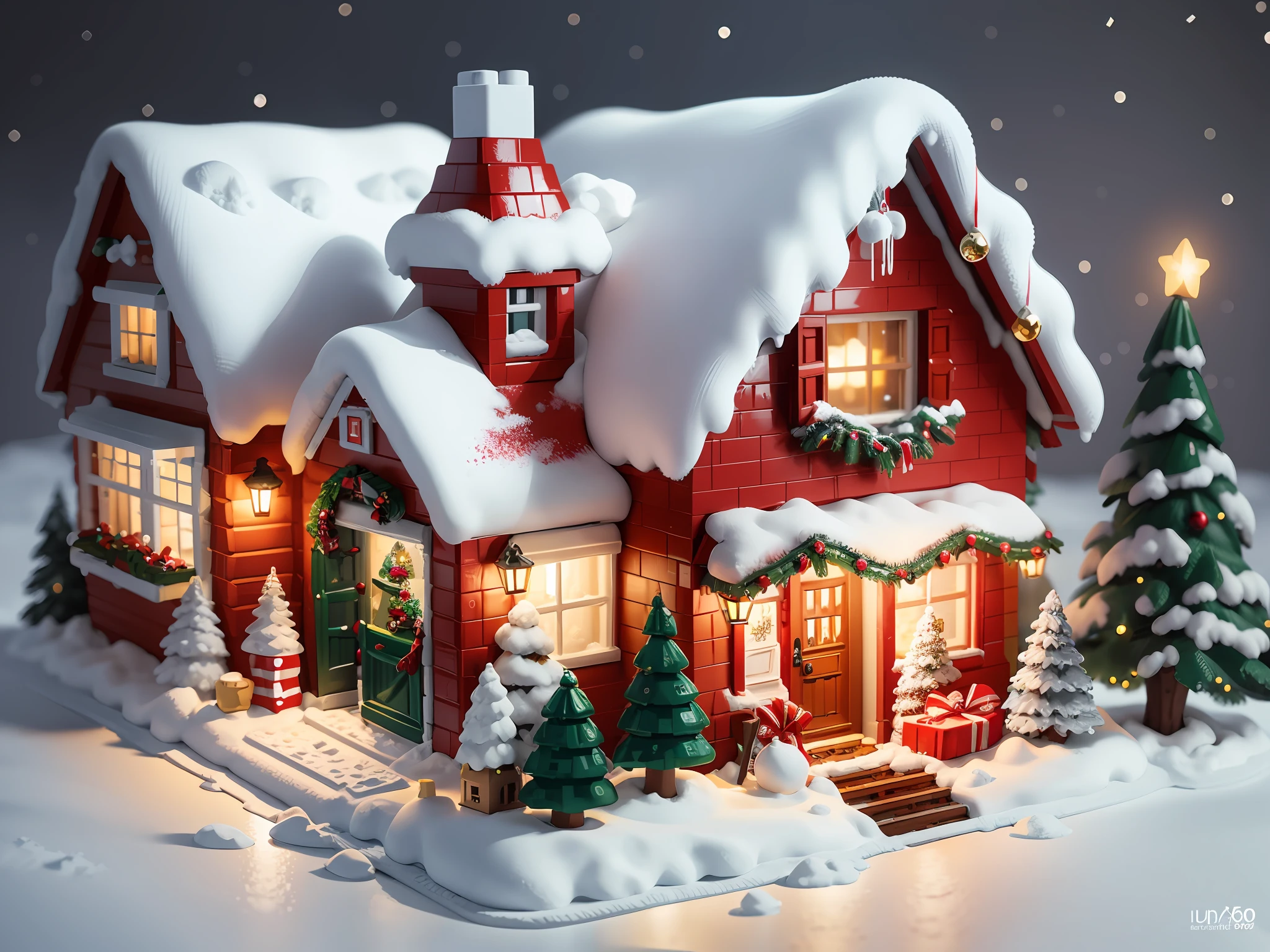 Lego Christmas cottage scene, highly detailed, super high resolution, 8K UHD --v 6
