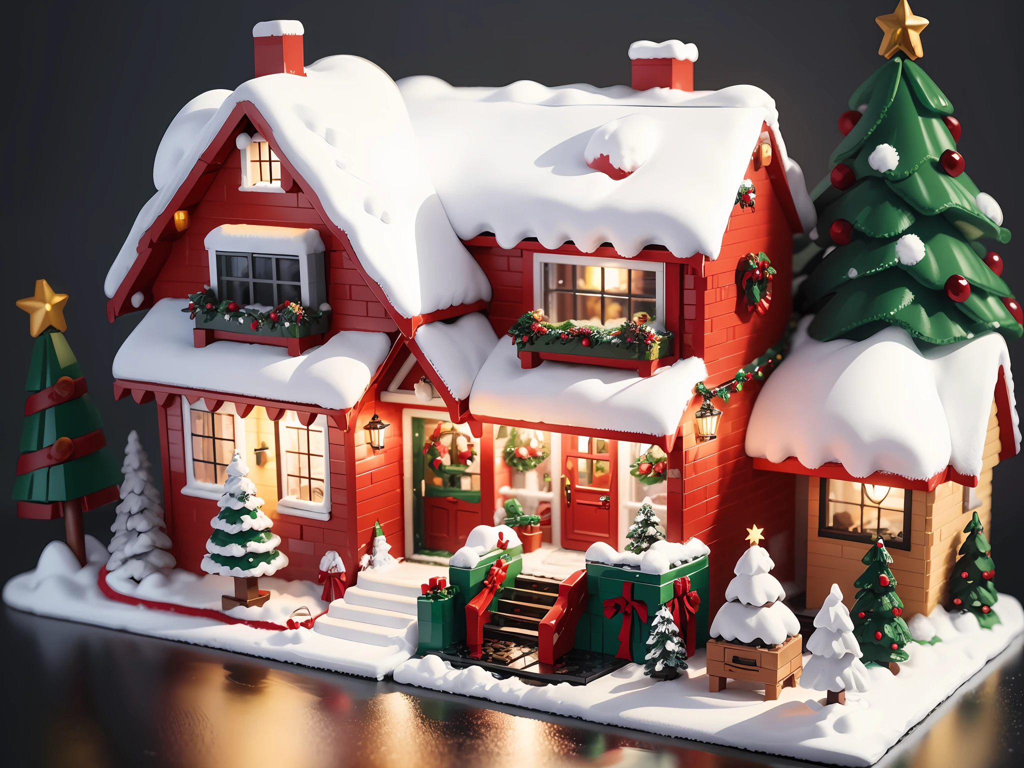 Lego Christmas cottage scene, highly detailed, super high resolution, 8K UHD --v 6