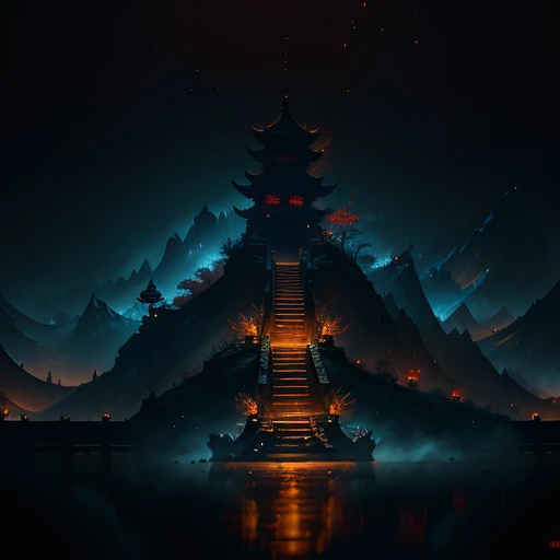 amazing epic ancient Chinese theme, ink style, fantasy style,Free angle, Chinese fairy tale, highly detailed, dynamic, expressive, cinematic, stunning, realistic lighting and shadows, vivid, vibrant, 8K octane rendering, Unreal engine, very detailed, concept art, realistic, crying engine,