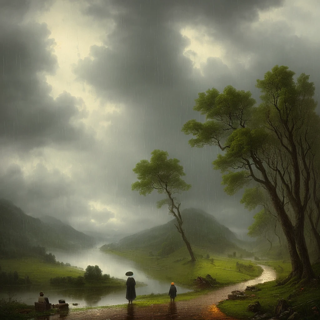 "((Rainy day)),((Father and child)),((Beautiful scenery)),((Creative Commons Attribution)),((Deep Dream)) by alexei_savrasov and claude_lorrain."