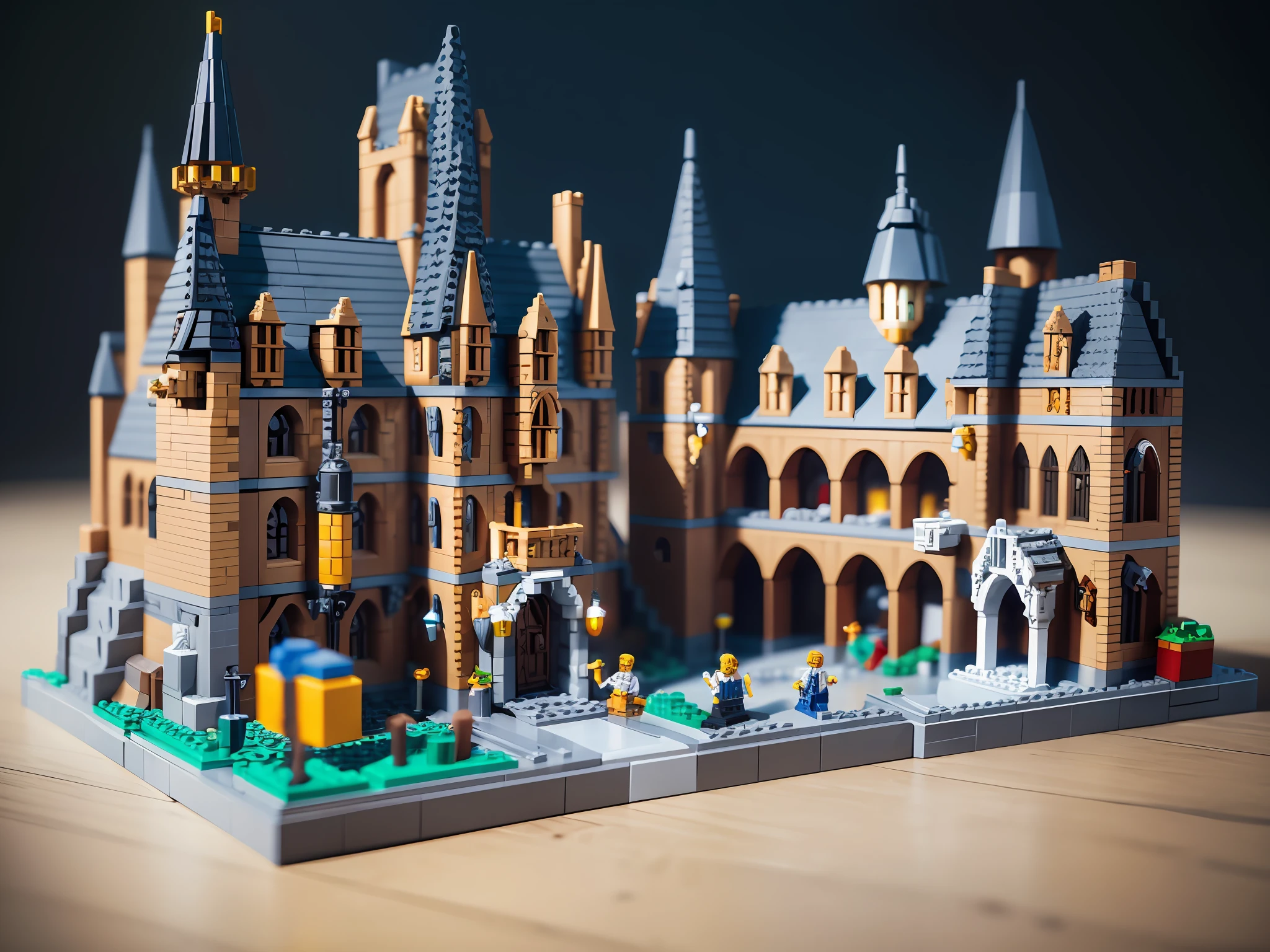 Lego style, Lego Hogwarts School of Witchcraft and Wizardry scene, voxel, rich color matching, blind box style, toy model, very detailed, super high resolution, 8K UHD --v 6